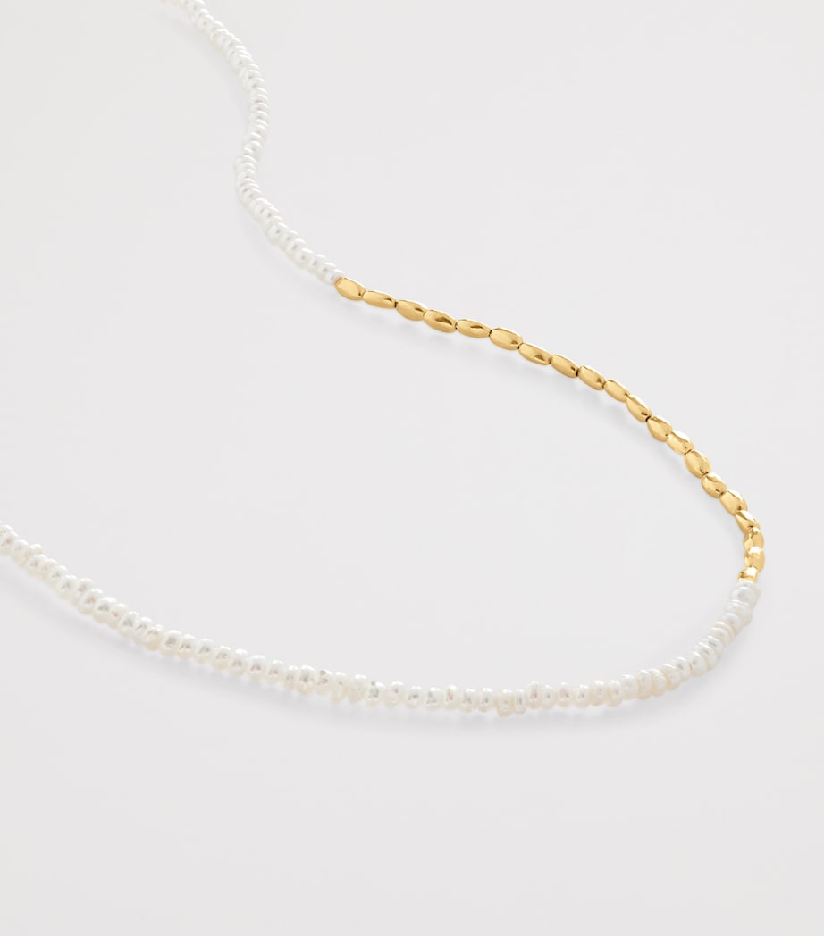 Gold Vermeil and Baroque Pearl Mini Nugget Gemstone Beaded Necklace 18K GOLD VERMEIL Image 3