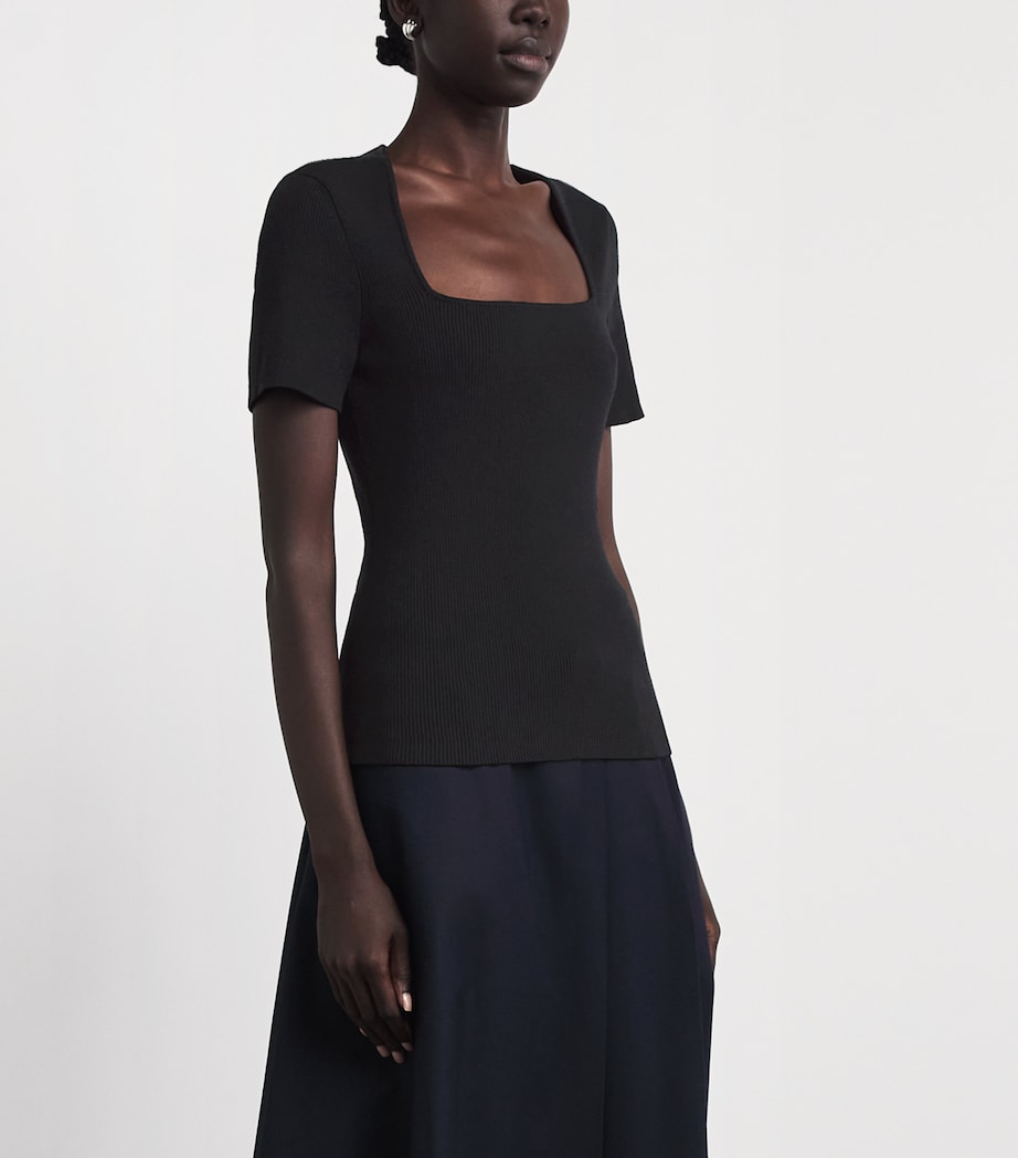 Maje Womens Square-Neck Ribbed Sweater Black Image 4