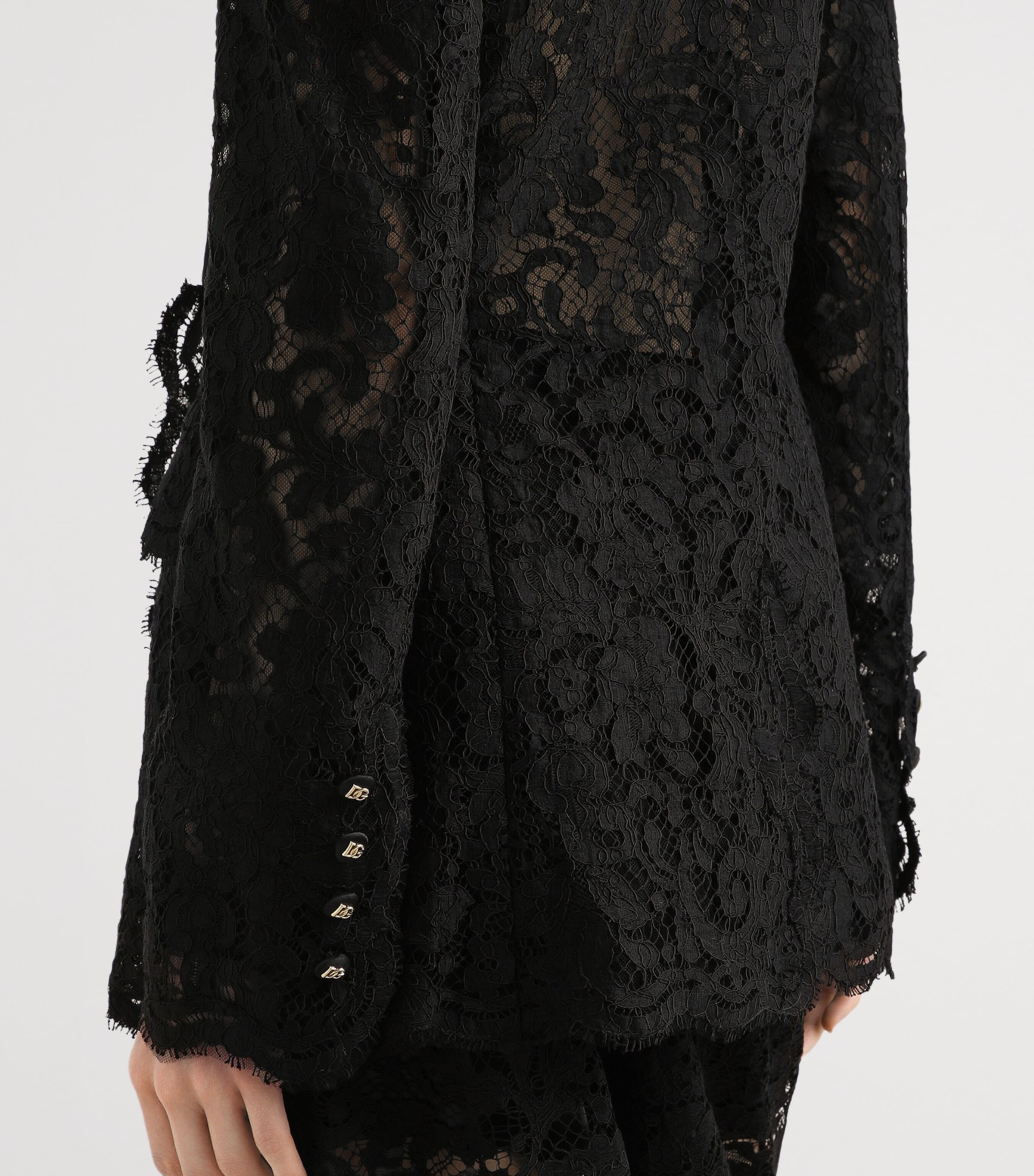 Dolce&Gabbana Womens Floral Lace Blazer Blac Image 4