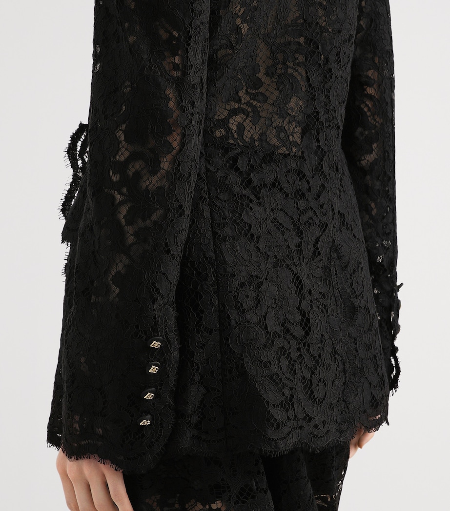 Dolce&Gabbana Womens Floral Lace Blazer Blac Image 4