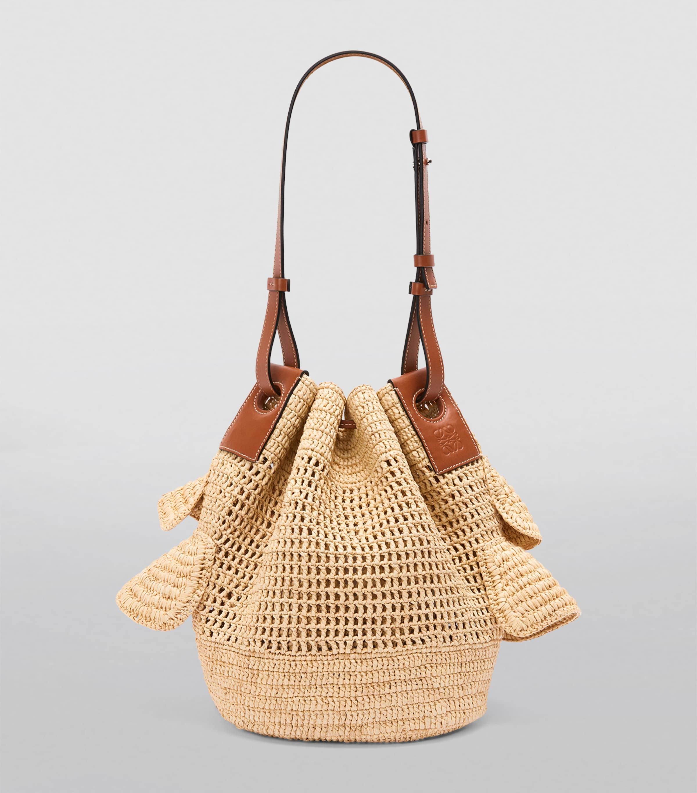 LOEWE x Paula's Ibiza Raffia Ruffled Balloon Bag | Harrods US