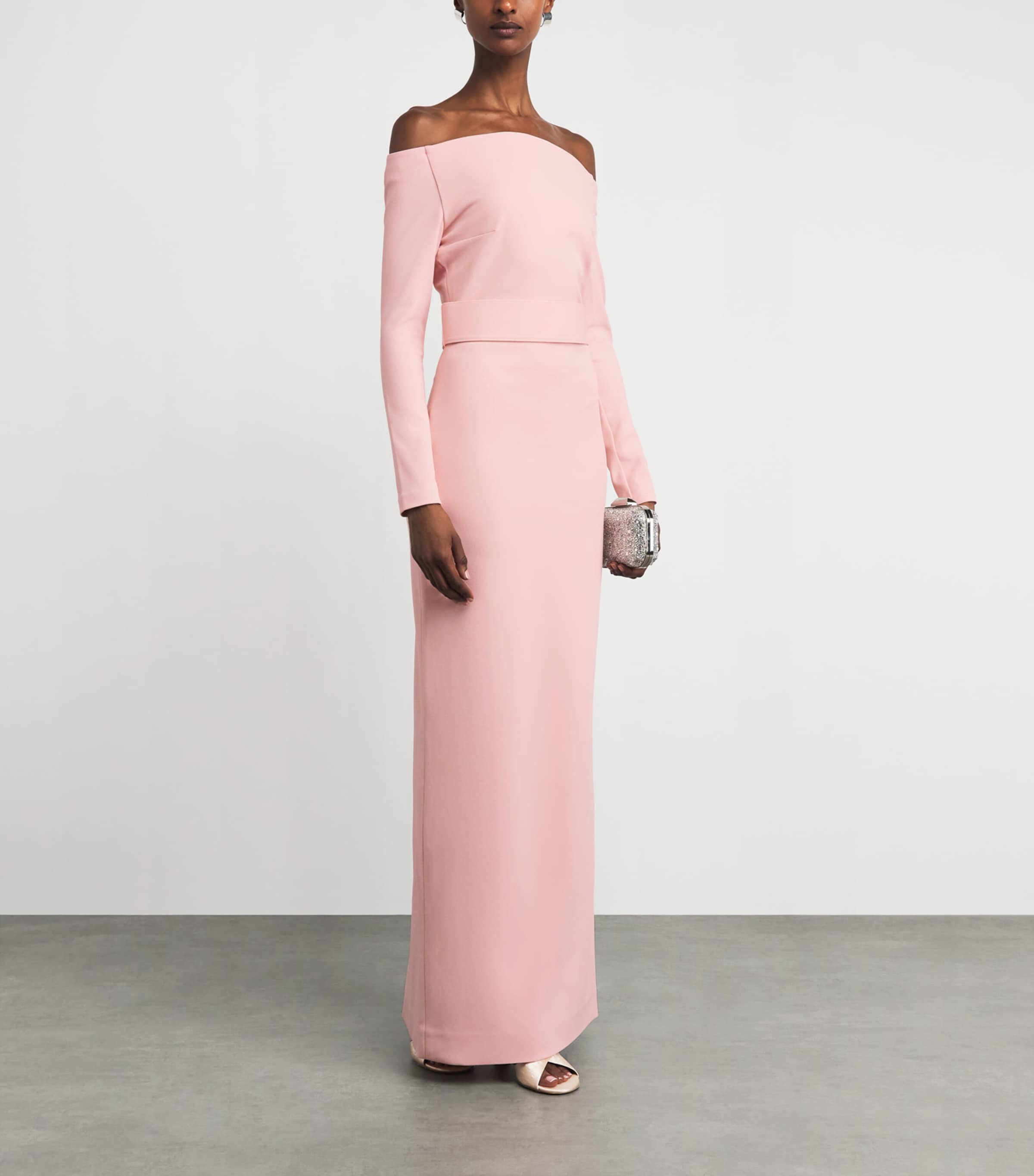 Solace London Womens Sabina Column Gown Pale Pink Image 2