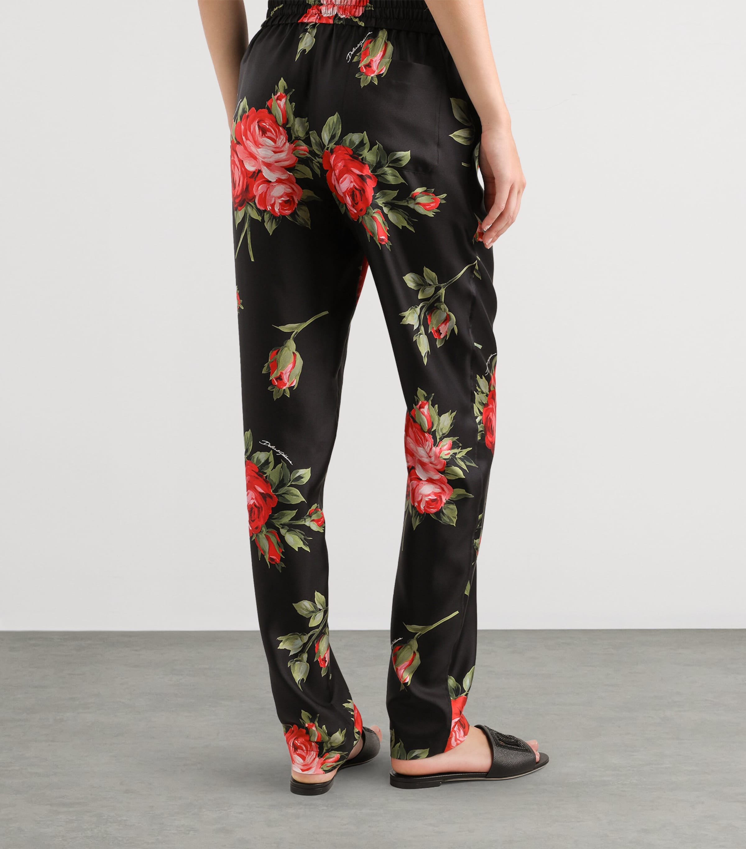 Dolce&Gabbana Womens Satin Floral Drawstring Trousers Bouq Image 5