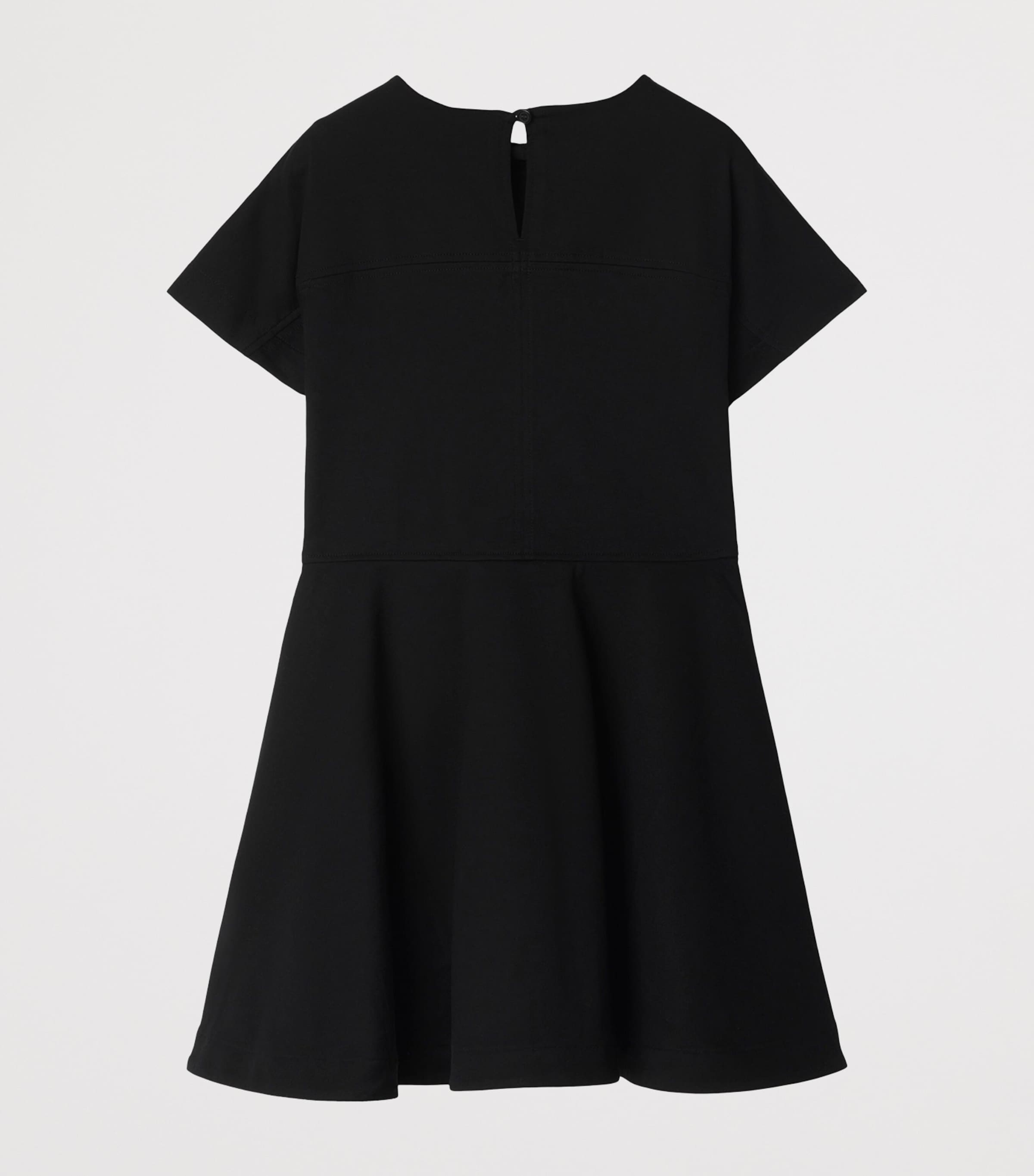 Cotton Check Label Dress (3-12 Years) BLACK Image 2