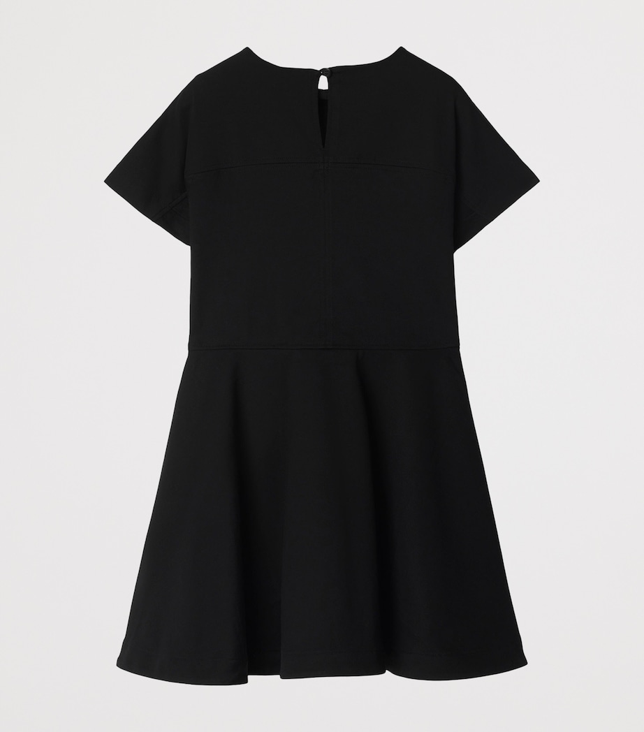 Cotton Check Label Dress (3-12 Years) BLACK Image 2