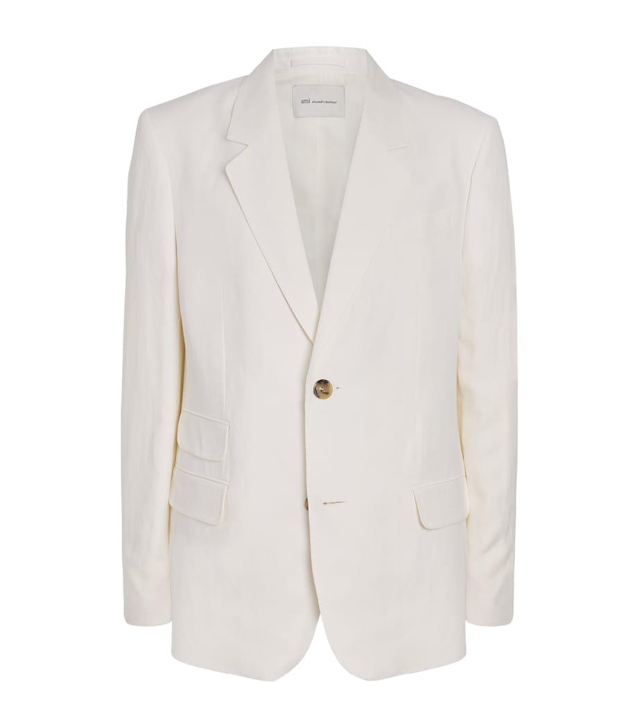 AMI Paris Mens Single-Breasted Blazer Blanc Creme Image 1