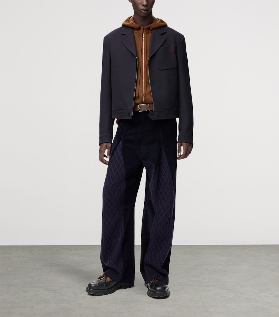 Wool Collared Zip-Up Jacket DARK NAVY BLUE Image 2