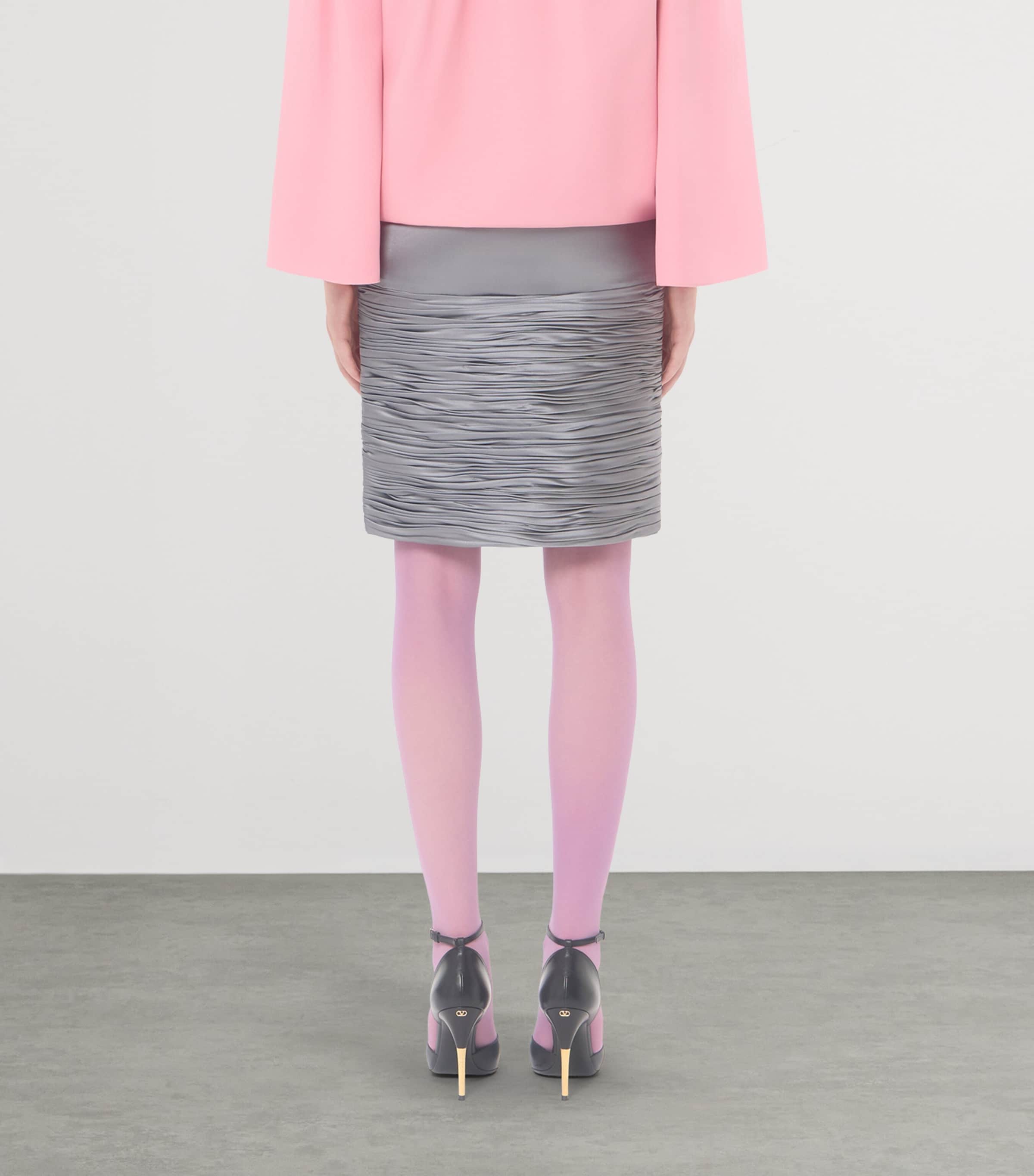 Valentino Womens Satin Draped Plissé Mini Skirt Image 5
