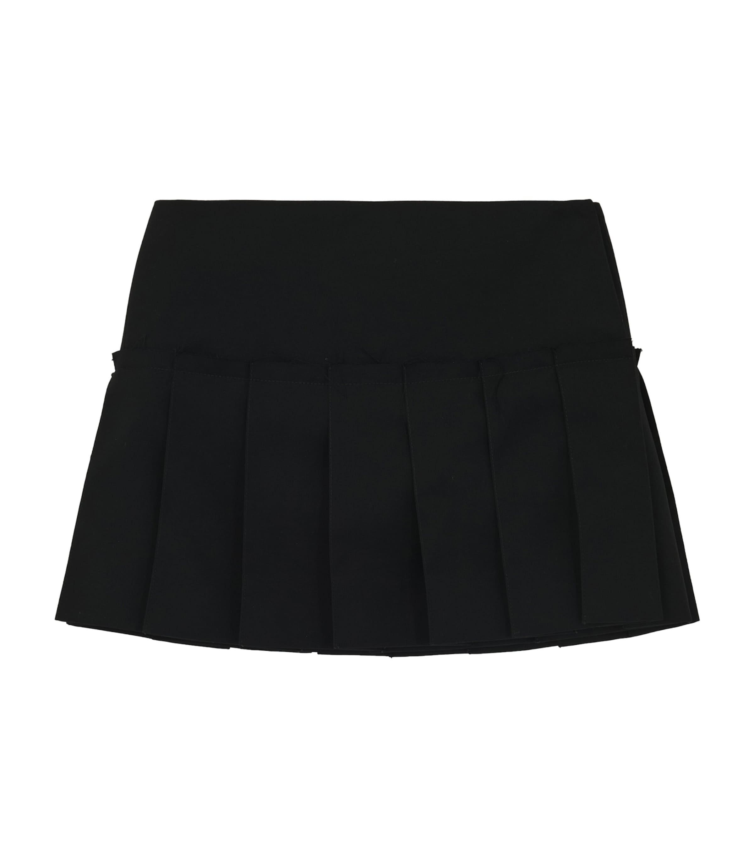 Alexander Mcqueen Frayed Pleated Wool-twill Mini Wrap Skirt In Black