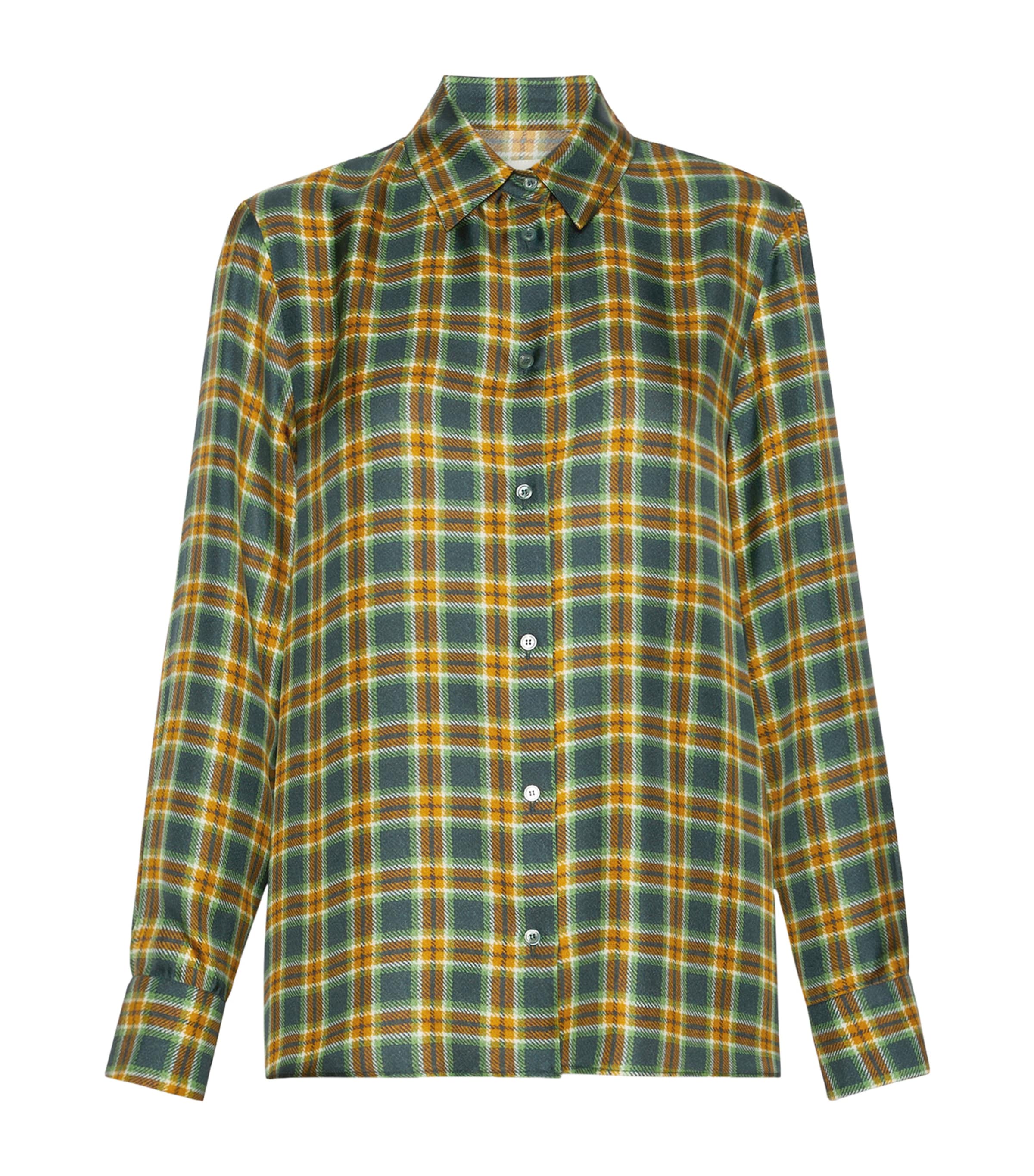 Weekend Max Mara Silk Check Shirt Green