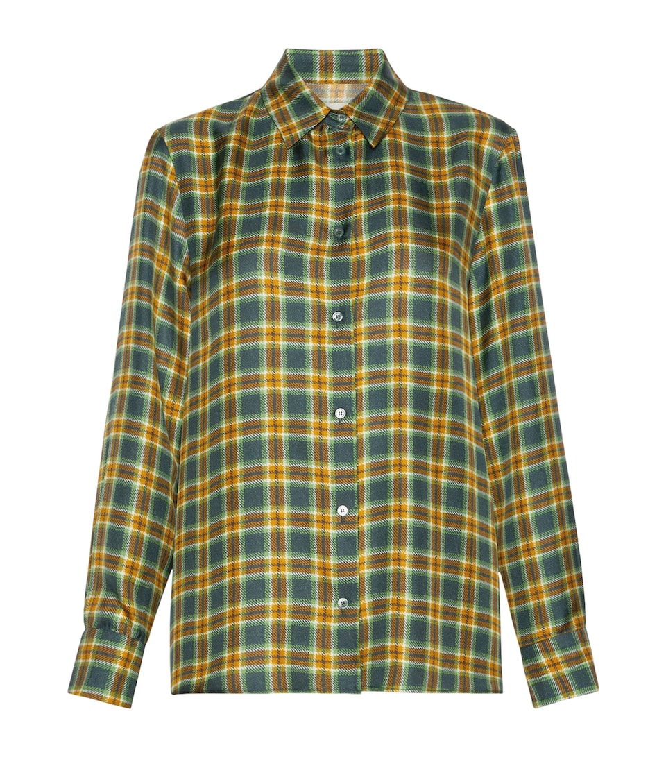 Weekend Max Mara Silk Check Shirt Green