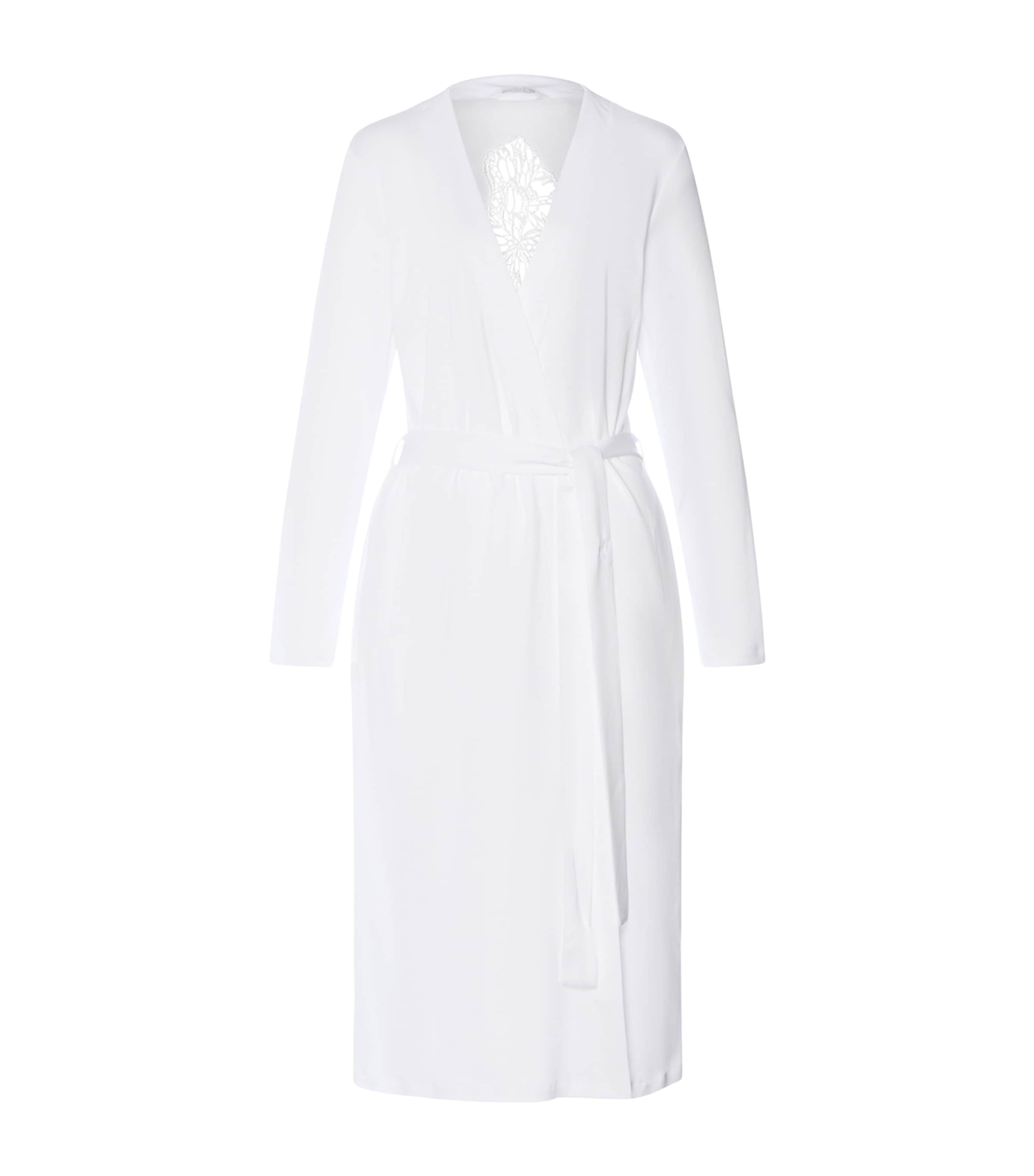 Hanro Womens Cotton Lace-Insert Anne Robe White Image 1