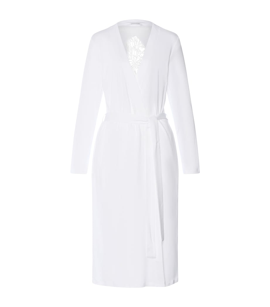 Hanro Womens Cotton Lace-Insert Anne Robe White Image 1