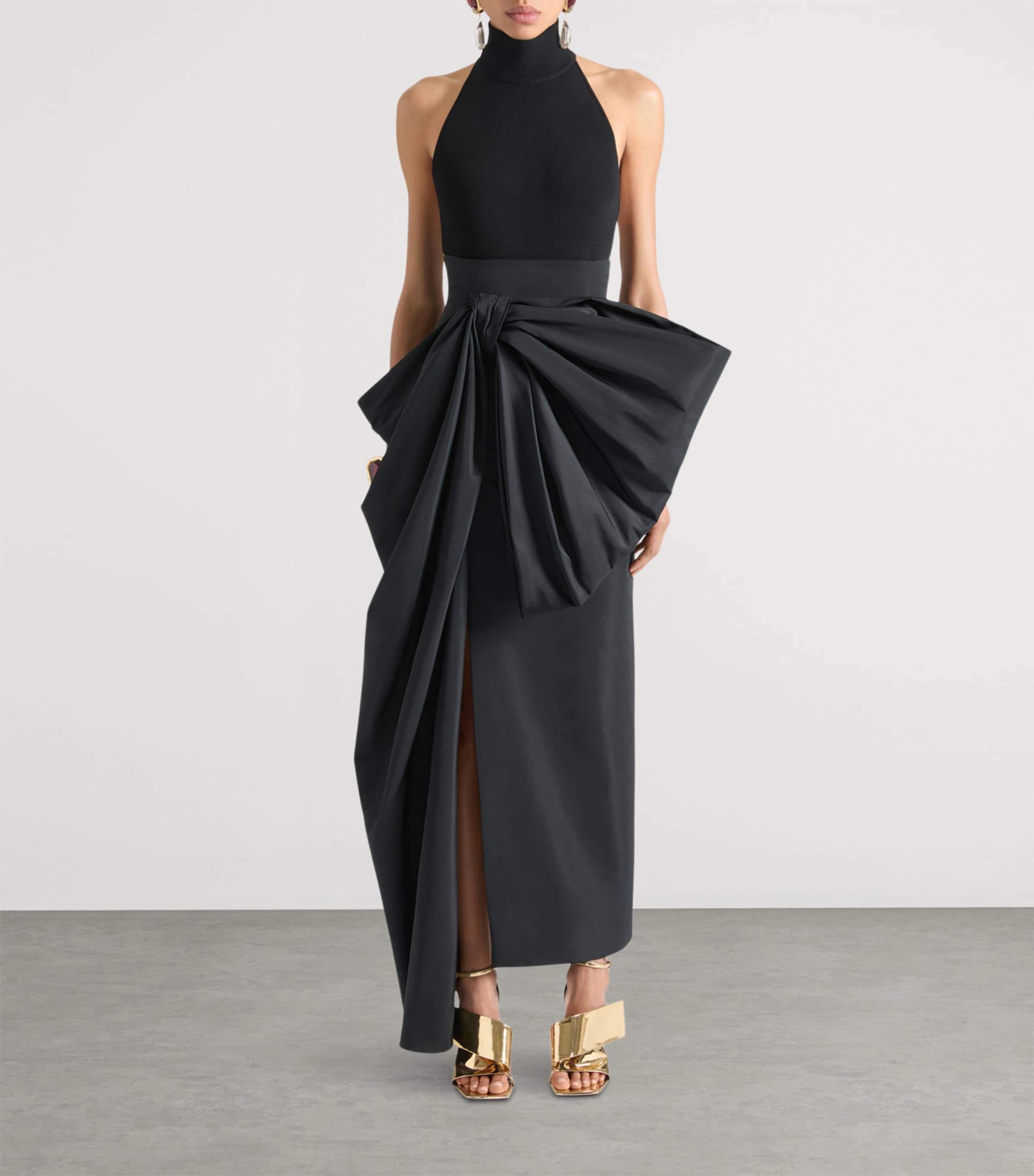 Bow-Detail Maxi Skirt BLACK Image 2