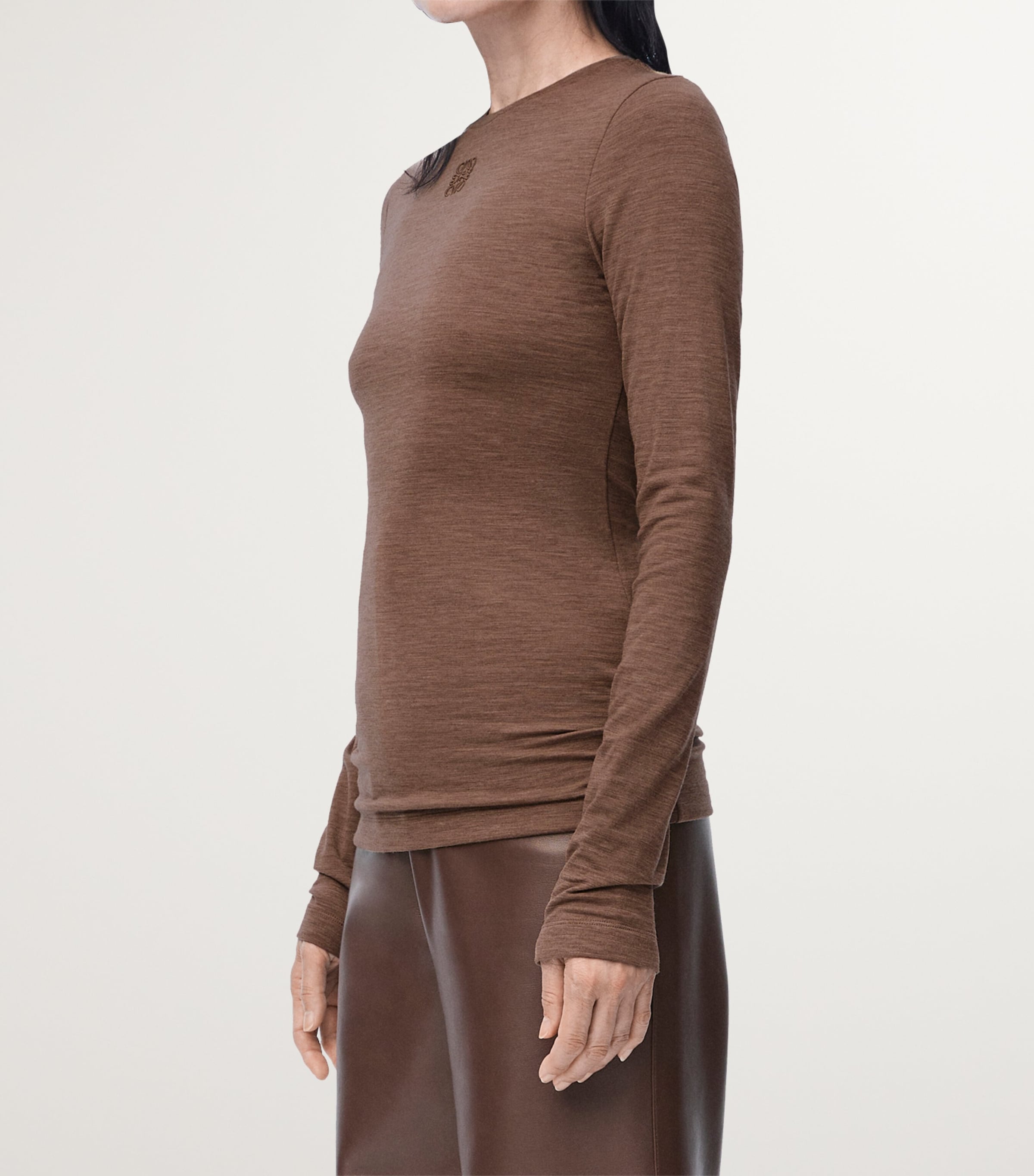 LOEWE Brown Wool-Blend Long-Sleeve T-Shirt | Harrods US