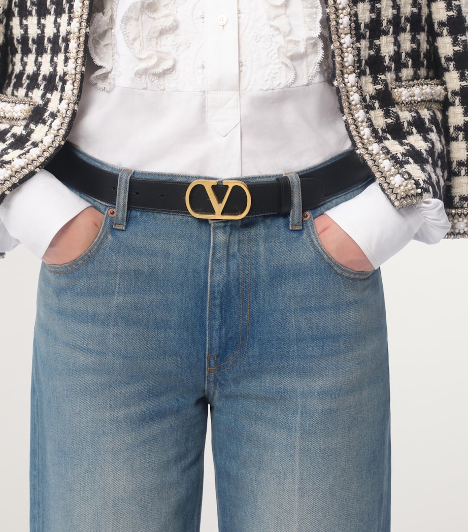 Leather VLogo Signature Belt 0NO Image 4