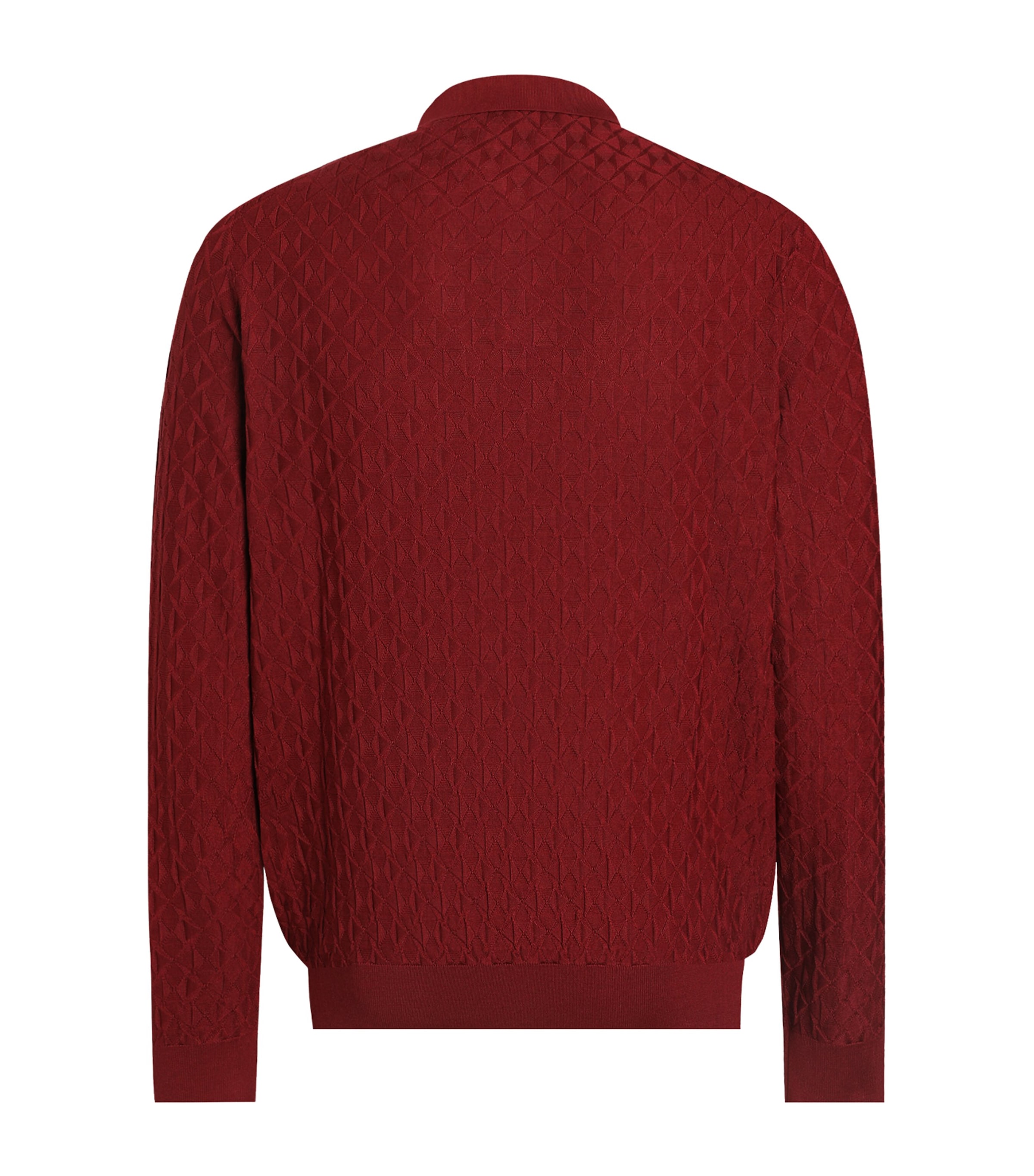 Dolce&Gabbana Mens Silk Jacquard Long-Sleeve Polo Shirt Dark Plum Image 2