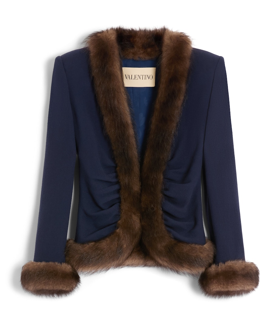 Faux Fur-Trim Blazer D51 Image 1