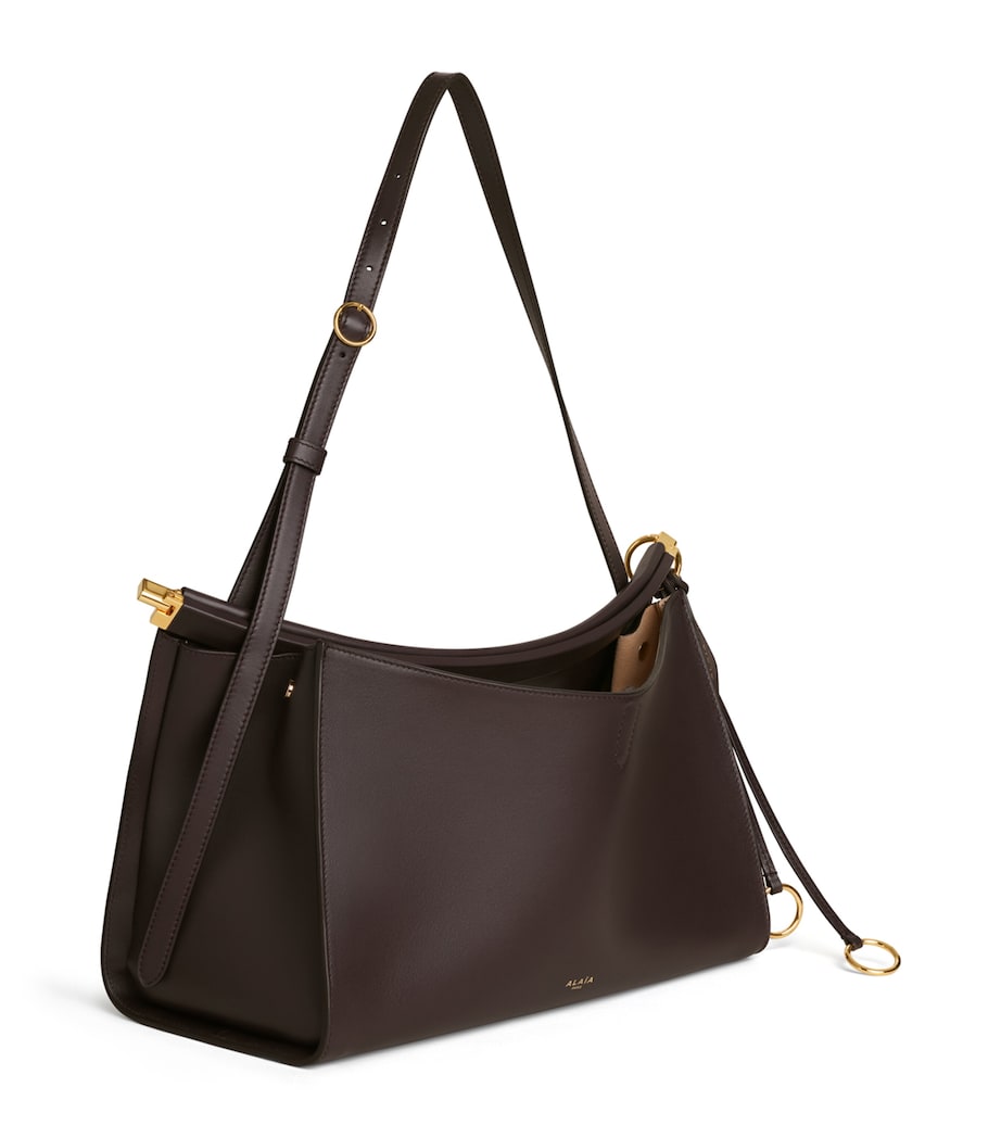 Alaïa Womens Leather Le Click Pocket 35 Shoulder Bag Dark Brown Image 2