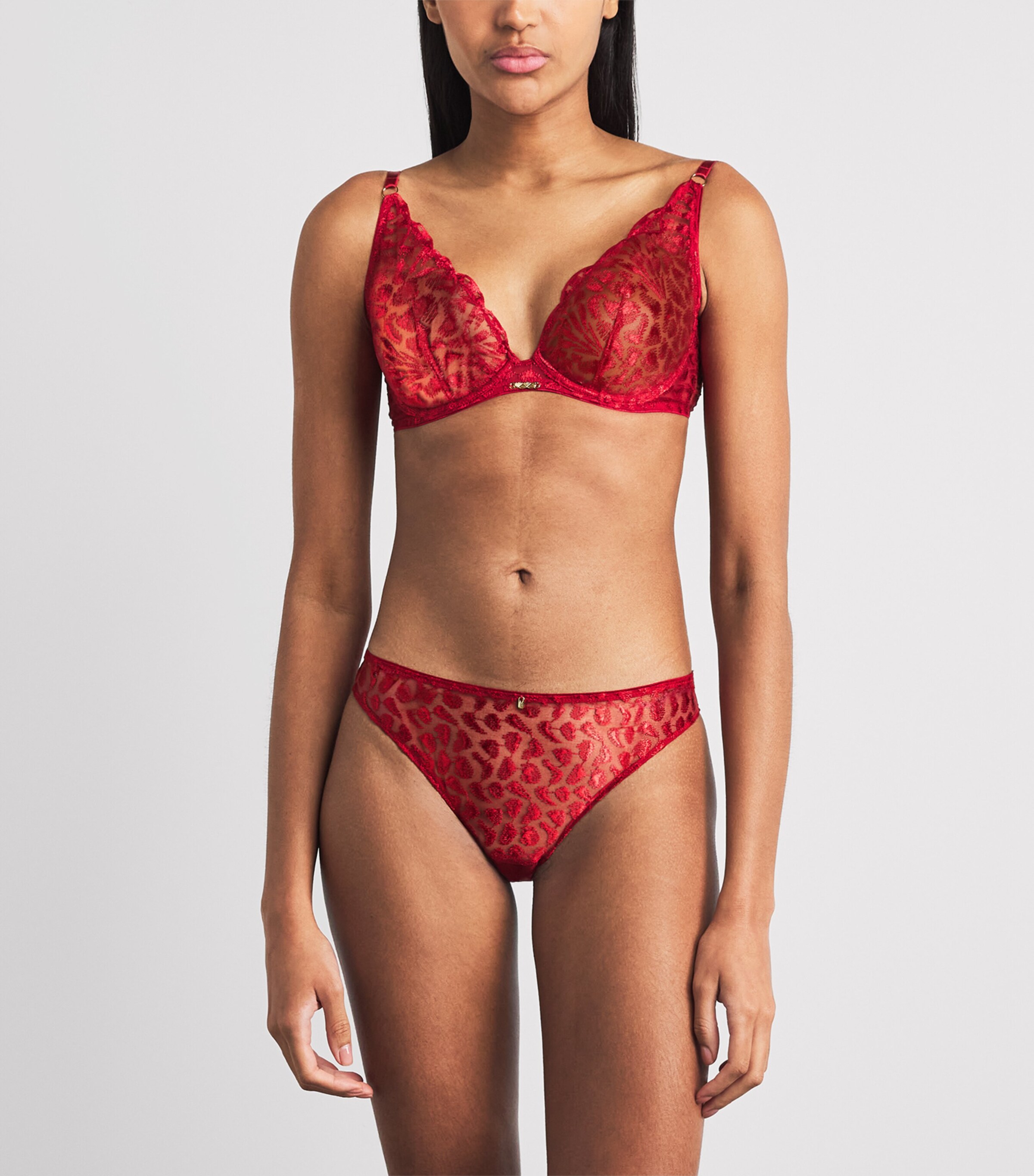 Aubade Womens Crazy in Love Triangle Bra Red Delight Image 2