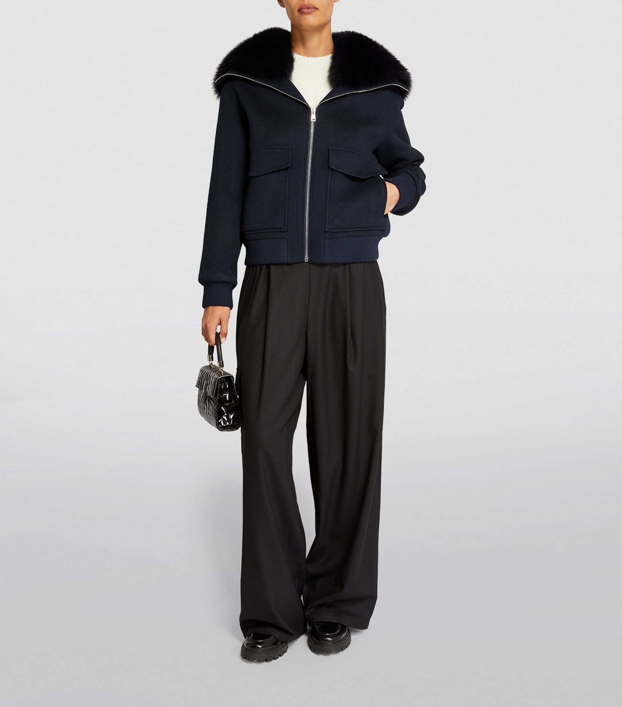 Fur-Collar Bomber Jacket A7033 Image 2