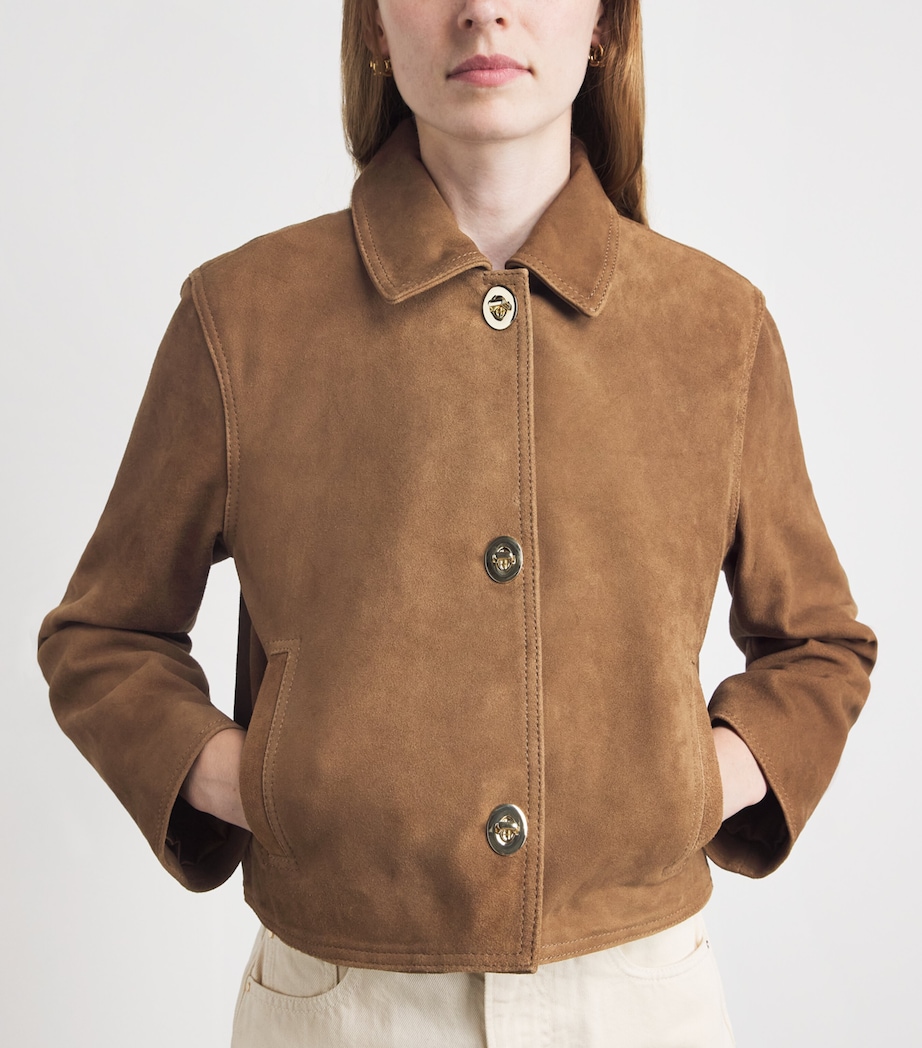 Claudie Pierlot Womens Suede Turnlock Jacket Beige Image 3