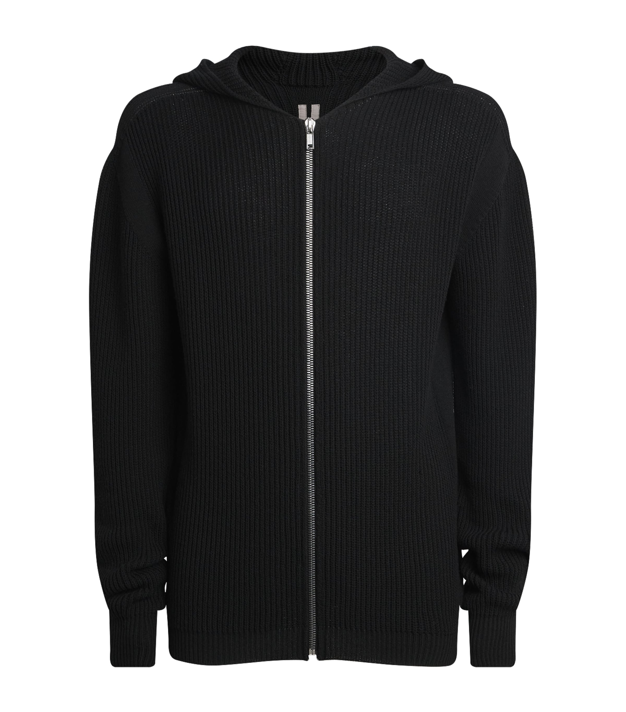 Rick Owens Mens Cashmere Zip-Up Hoodie Black Image 1