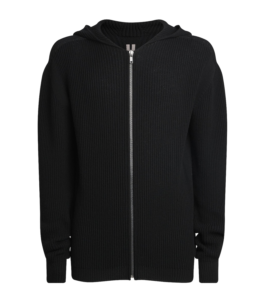 Rick Owens Mens Cashmere Zip-Up Hoodie Black Image 1
