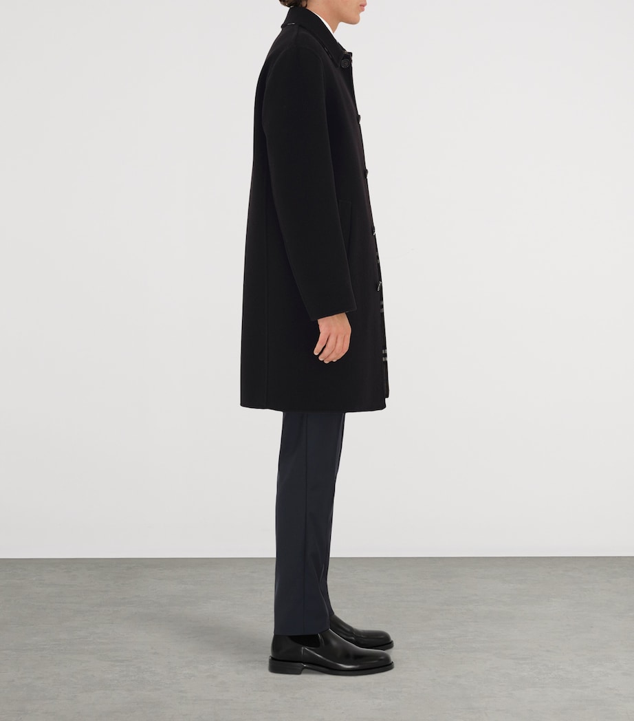 Burberry Mens Wool Mid-Length Car Coat Black/snug Ip Check Image 4