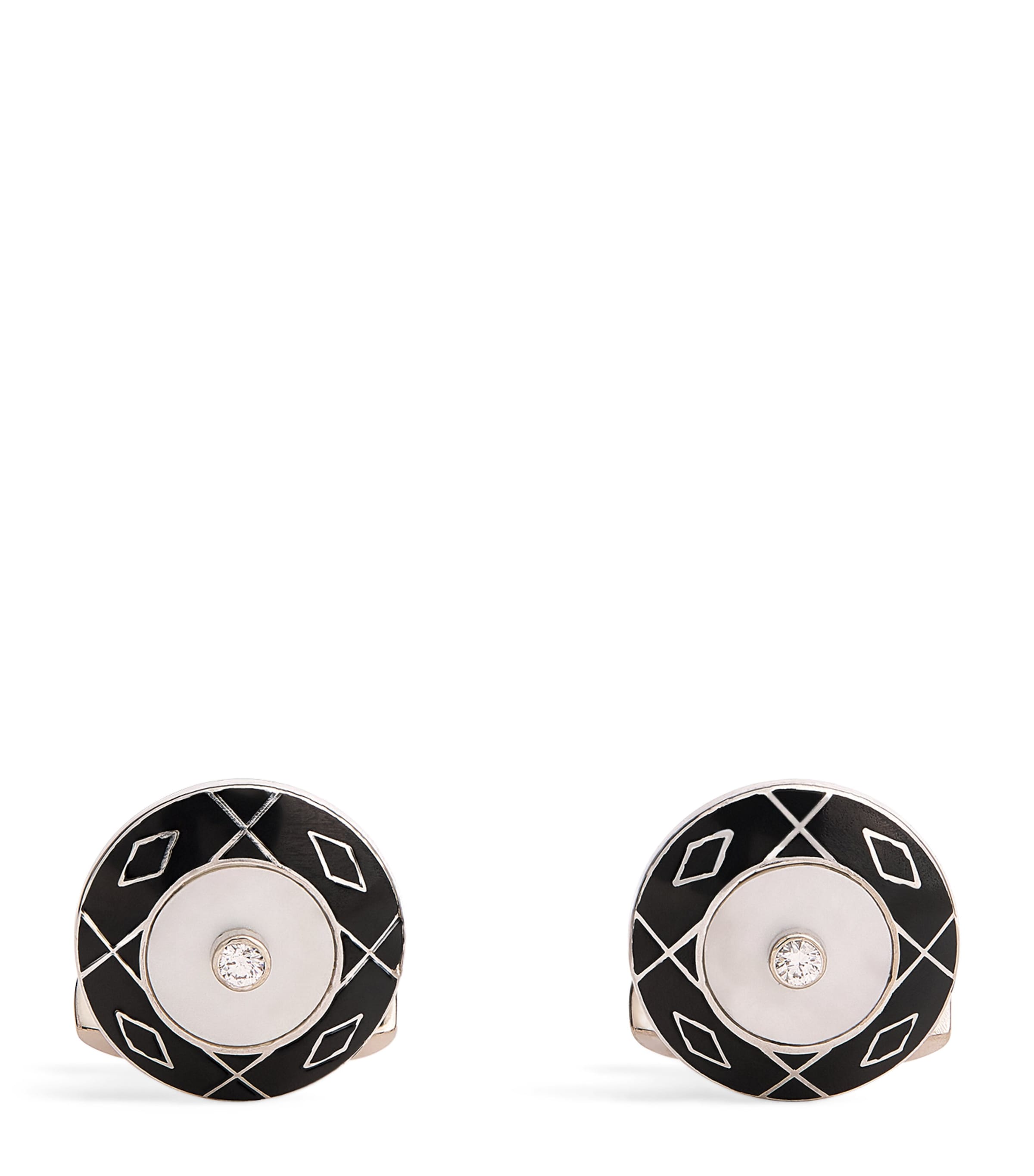 Deakin & Francis Yellow Gold, Diamond and Mother-Of-Pearl Cufflinks Black Image 1