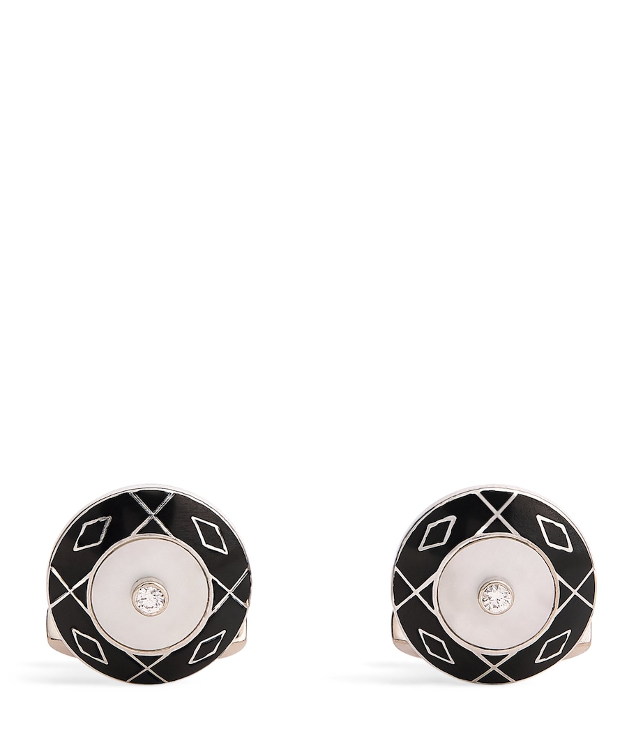 Deakin & Francis Yellow Gold, Diamond and Mother-Of-Pearl Cufflinks Black Image 1