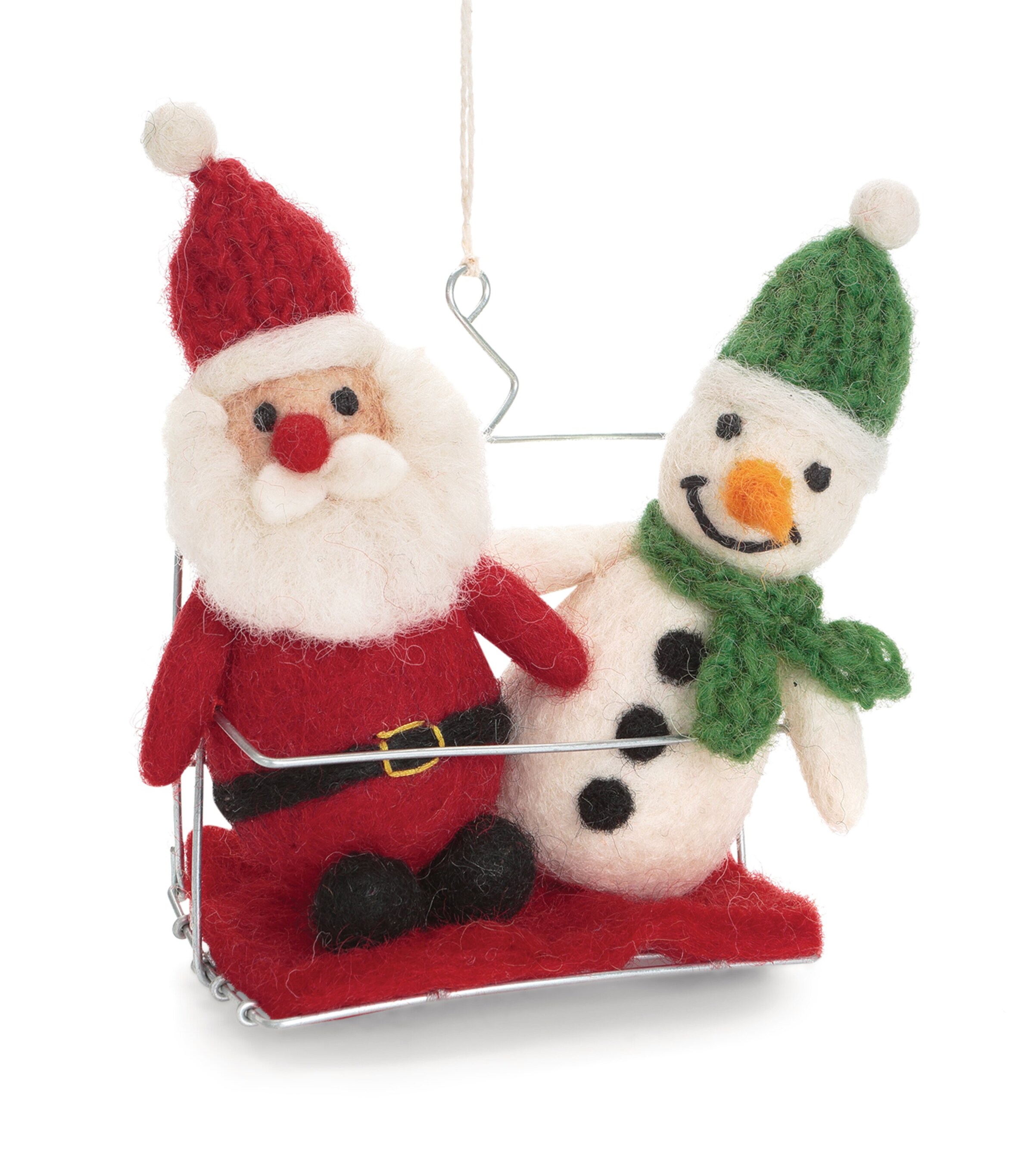 Harrods Santa & Snowman Chair Lift Tree Decoration White Red Green Image 2