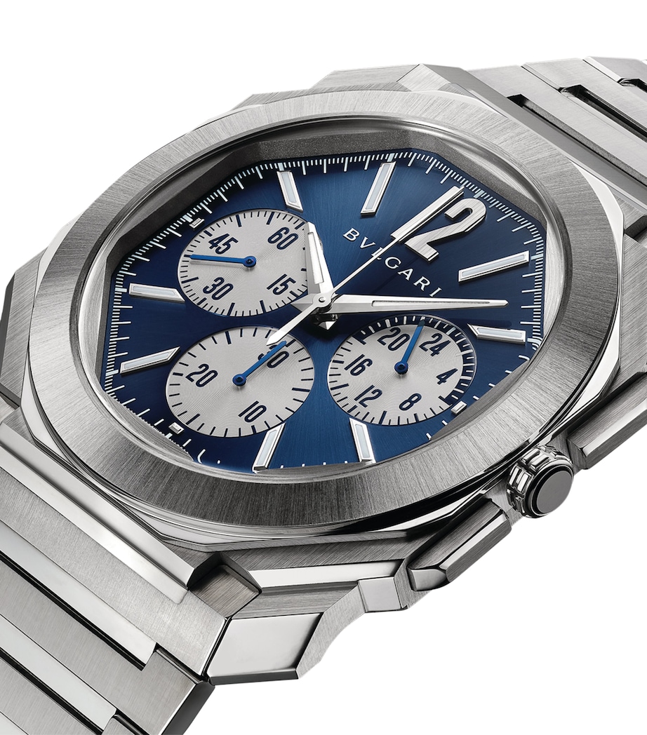 Stainless Steel Octo Finissimo Chronograph GMT Watch 43mm BLUE Image 3