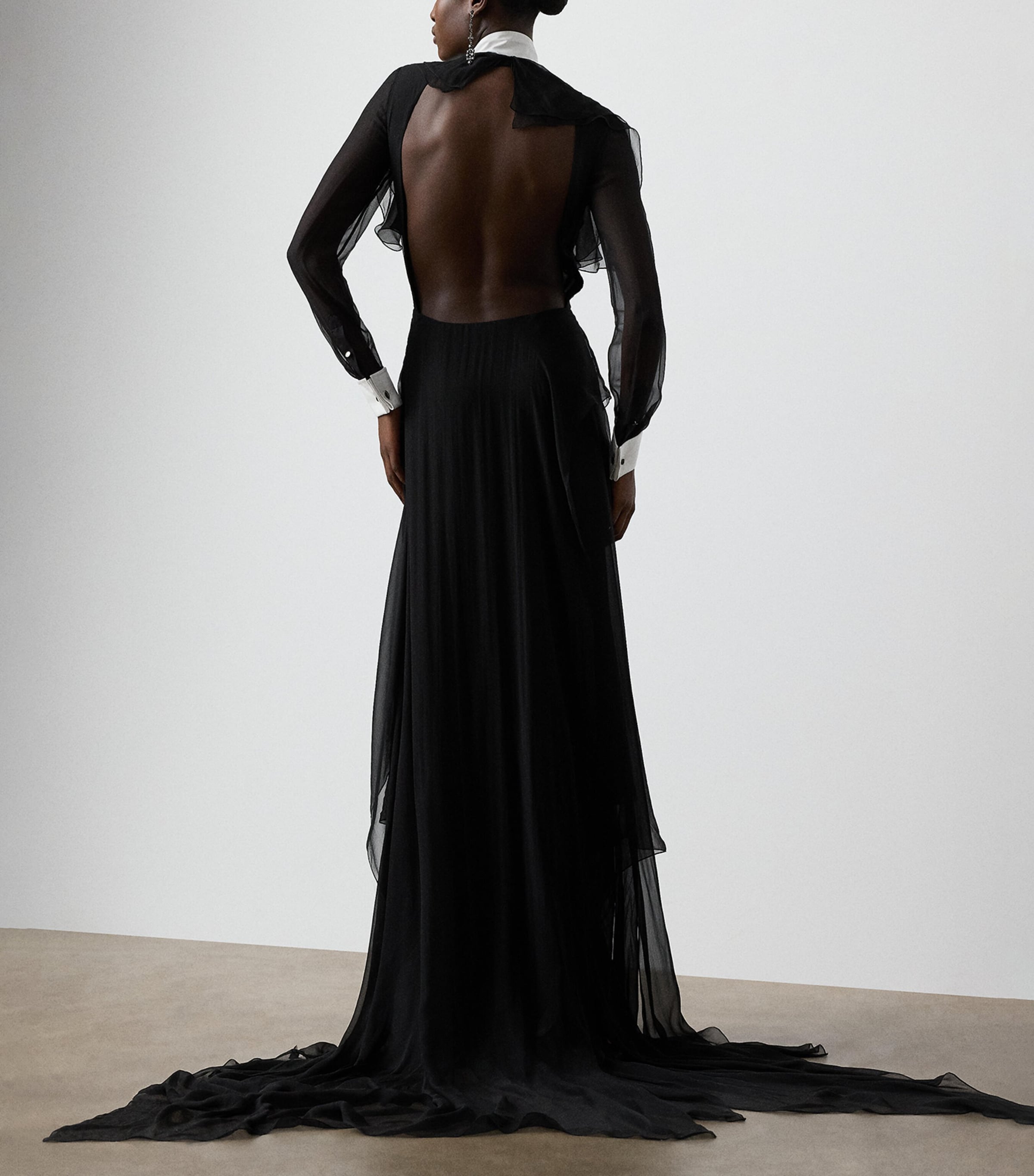 Silk Chiffon Emala Evening Dress BLACK Image 3