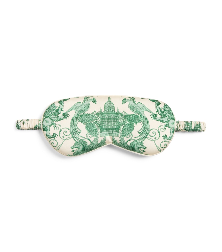Harrods Womens Silk Menagerie Print Sleep Mask Harrods Green Image 1