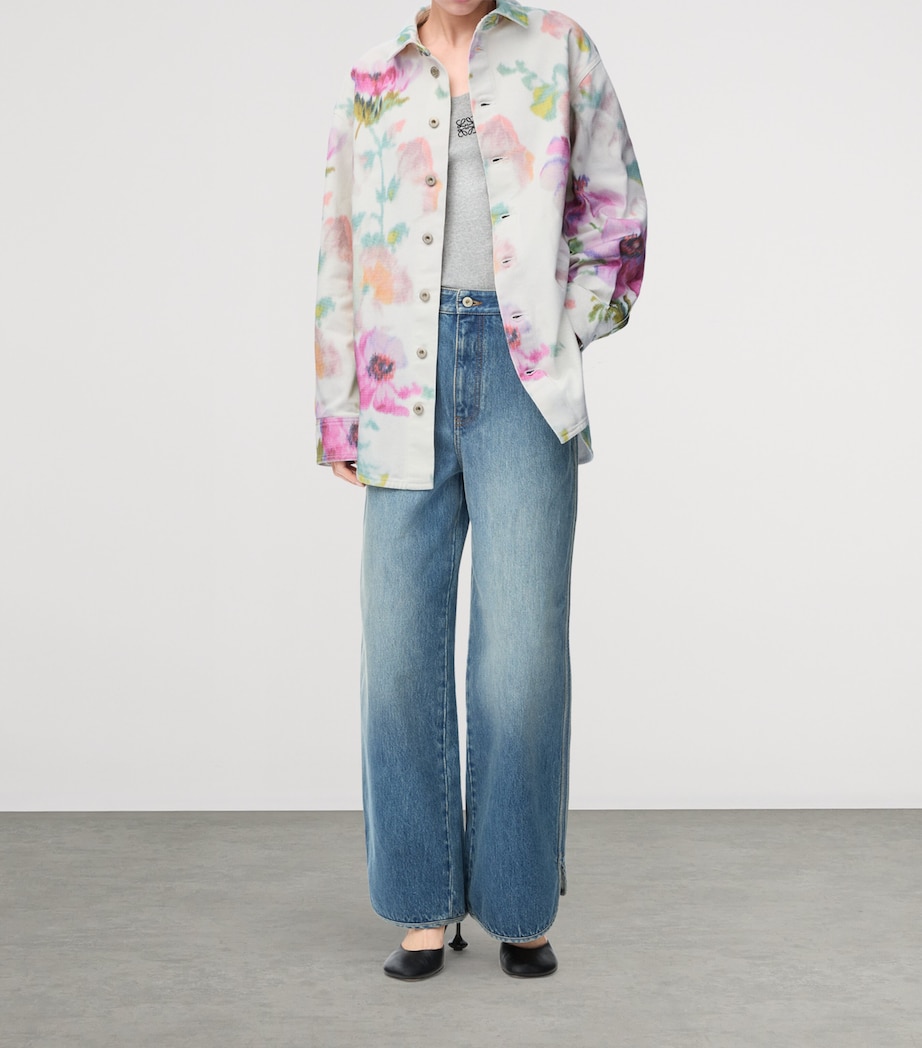 Denim Floral Overshirt WHITE/PINK Image 2