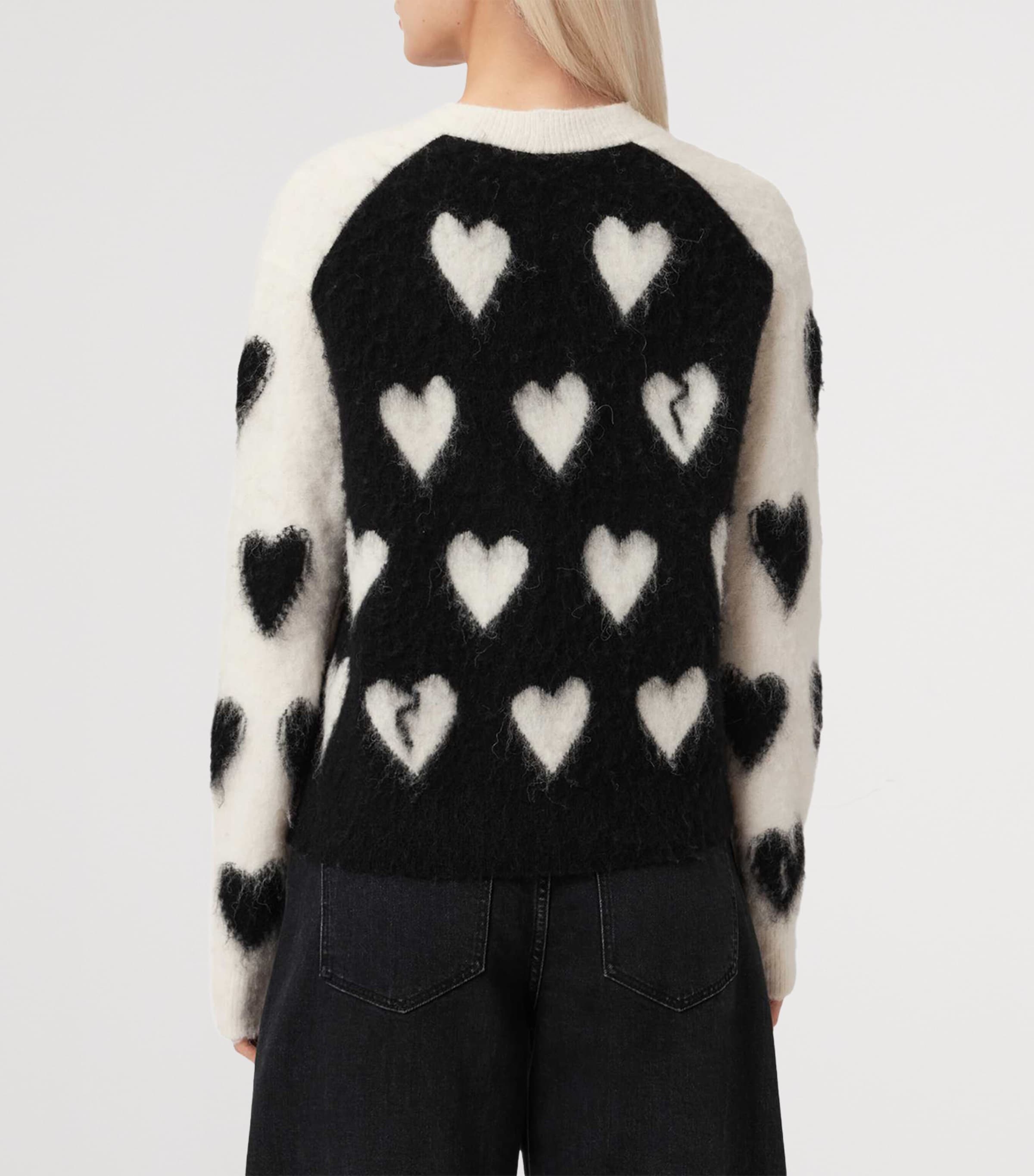 AllSaints Womens Scatter Heart Cardigan Chalk White/black Image 4