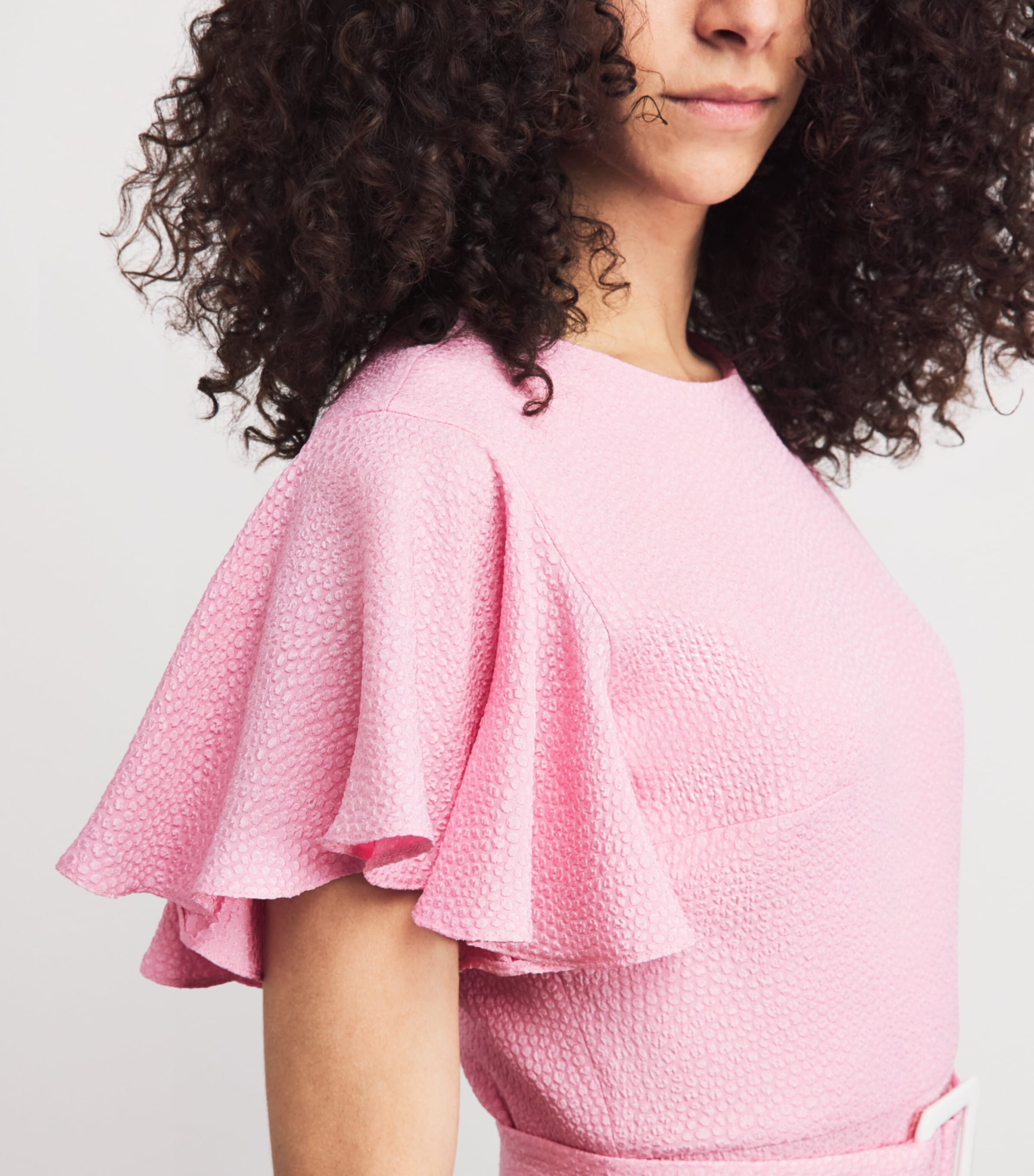 Edeline Lee Womens Bubble Jacquard Dada Midi Dress Pink Image 3