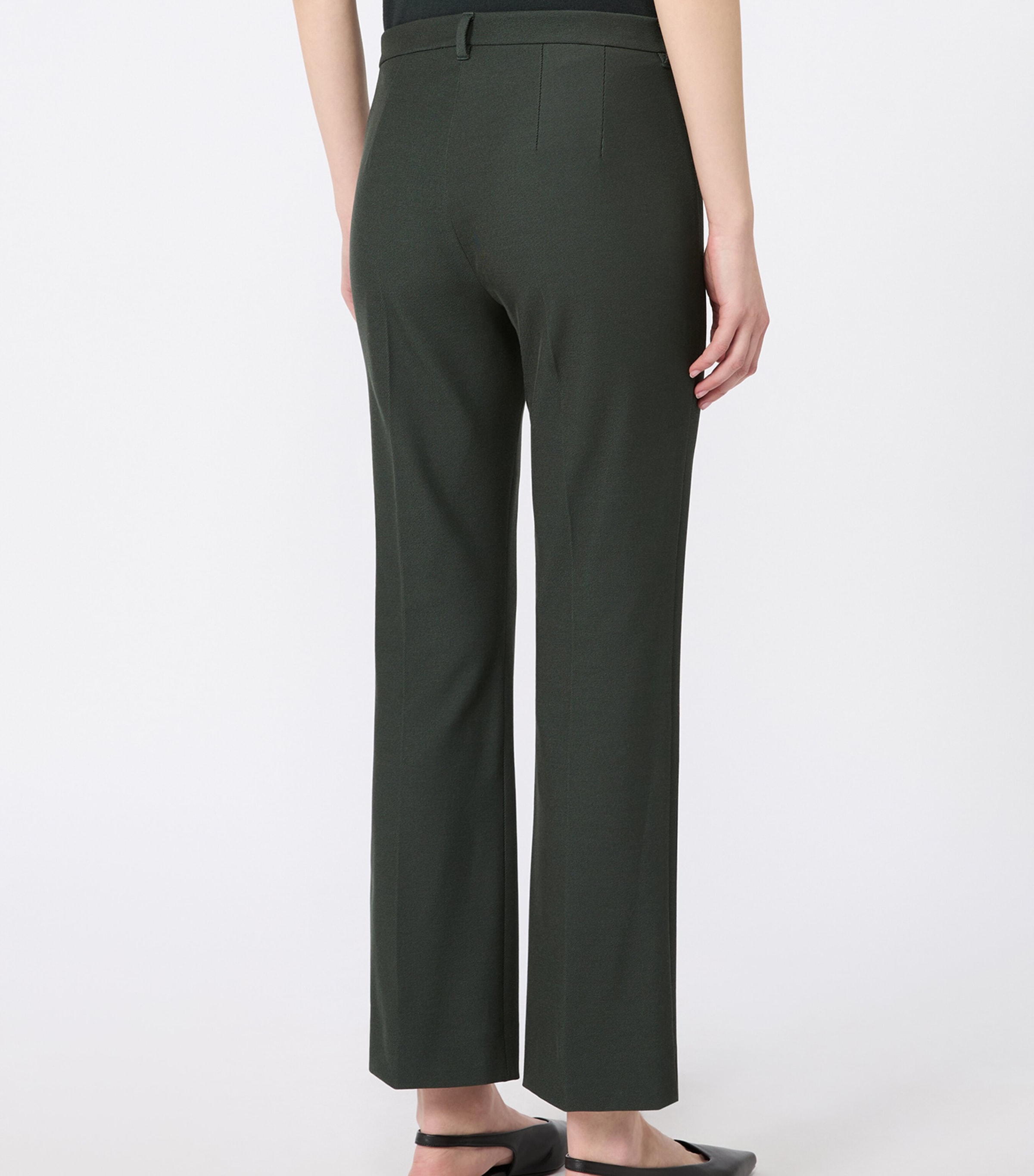Max Mara Womens Cotton-Blend Flared Trousers Green Image 4