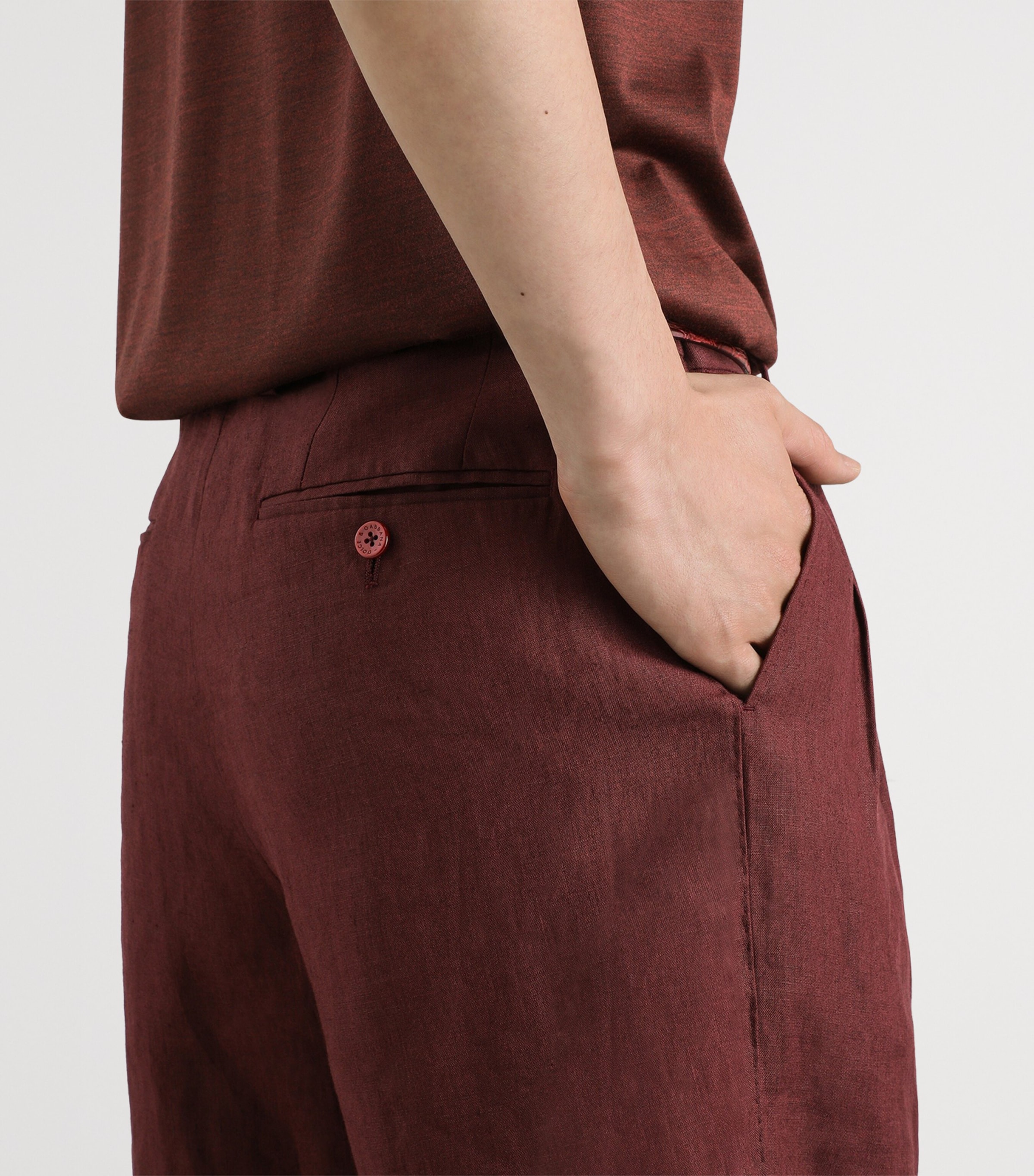Dolce&Gabbana Mens Linen Tailored Shorts Brown Dark Vio Image 4