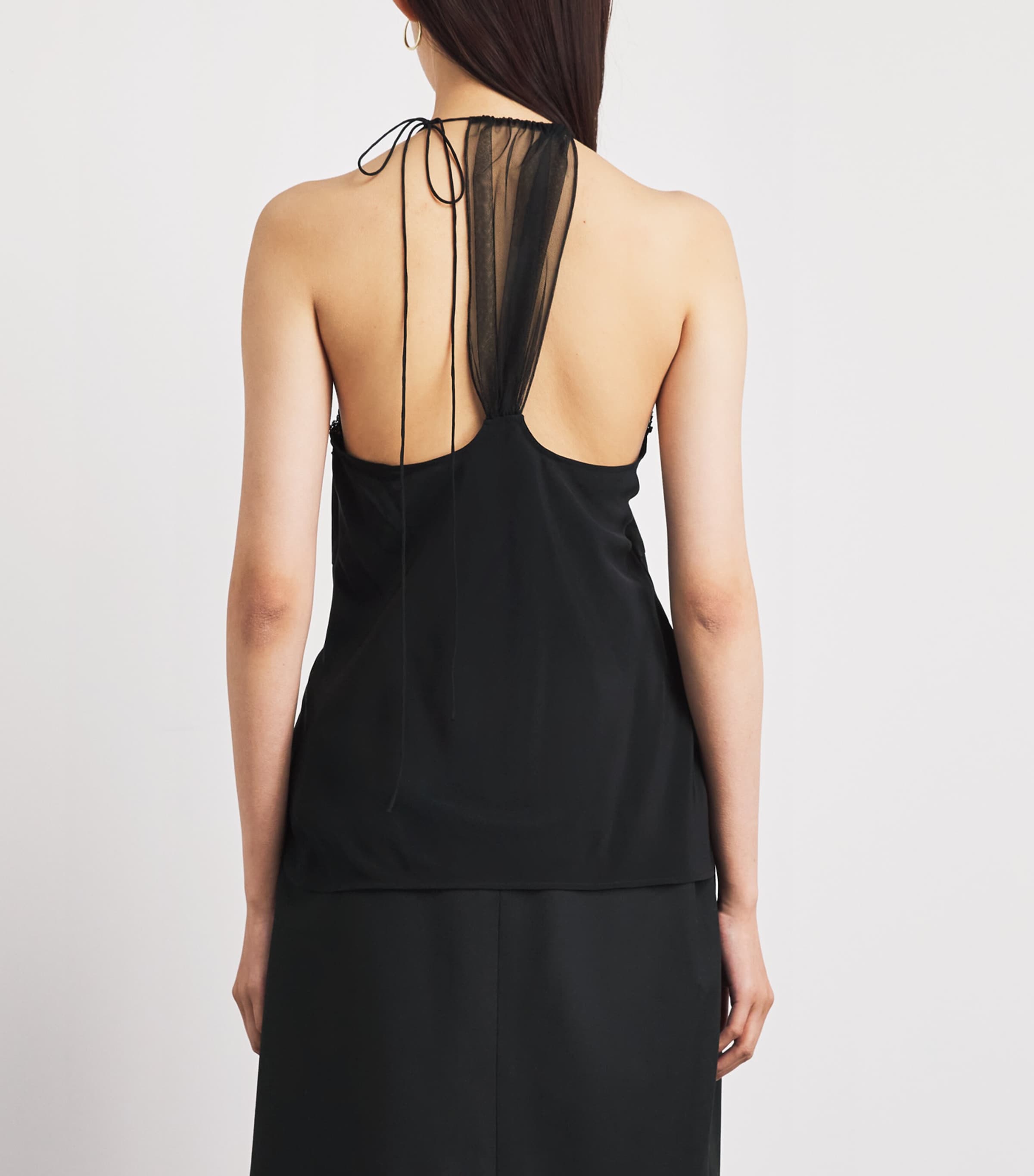 Victoria Beckham Womens Silk Lace-Trim Cami Top Black Image 5