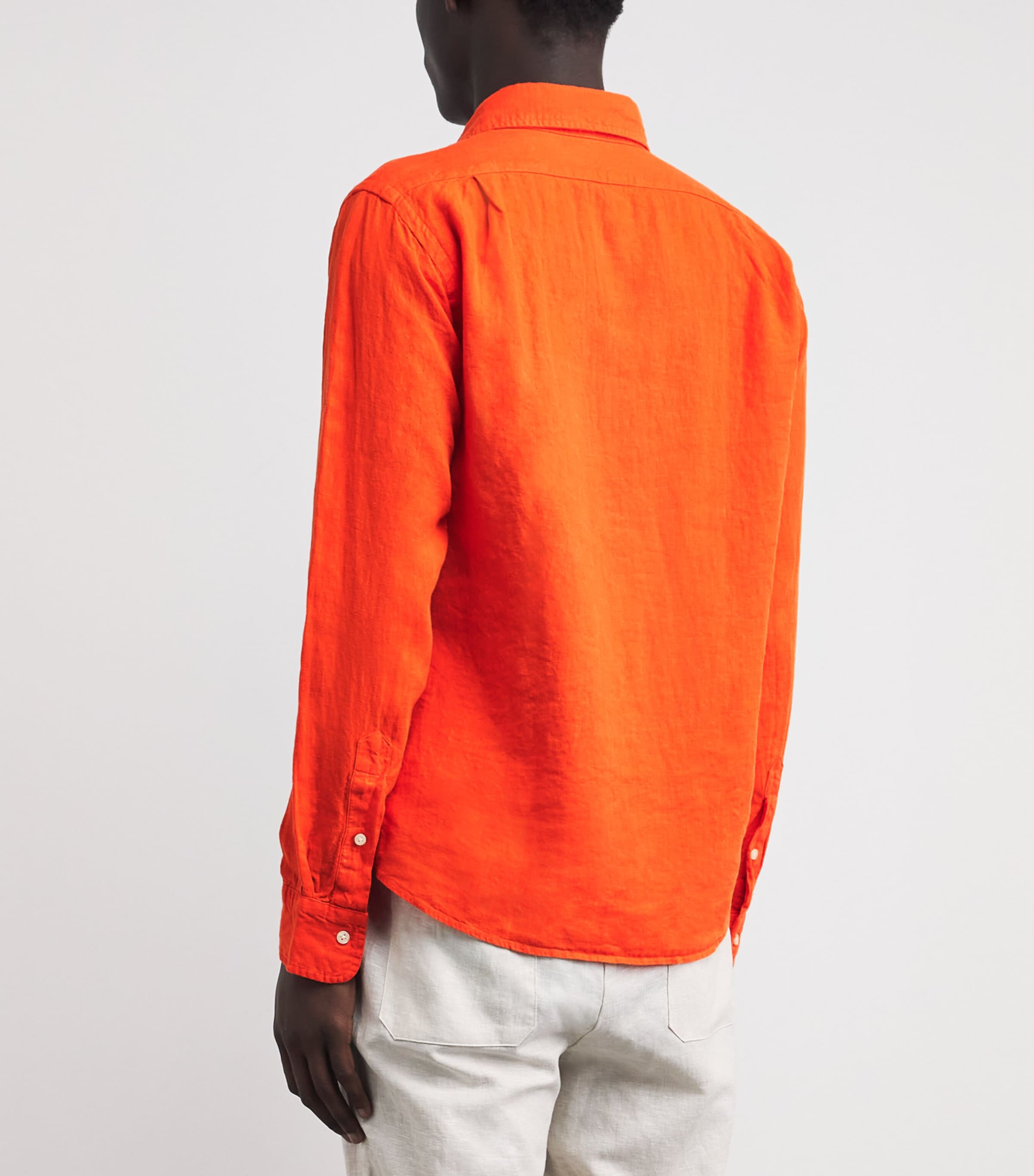 Polo Ralph Lauren Mens Linen Custom-Fit Shirt Sailing Orange Image 5