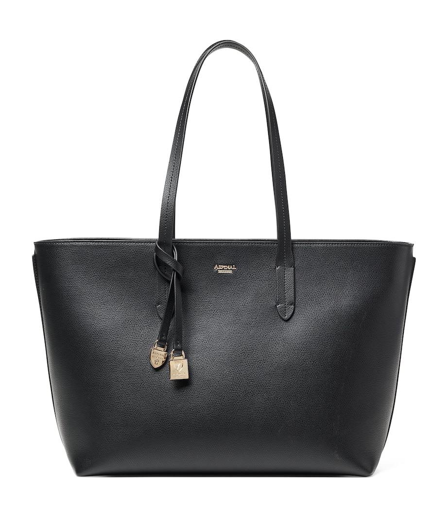 Leather East West Tote Bag BLACK Image 1