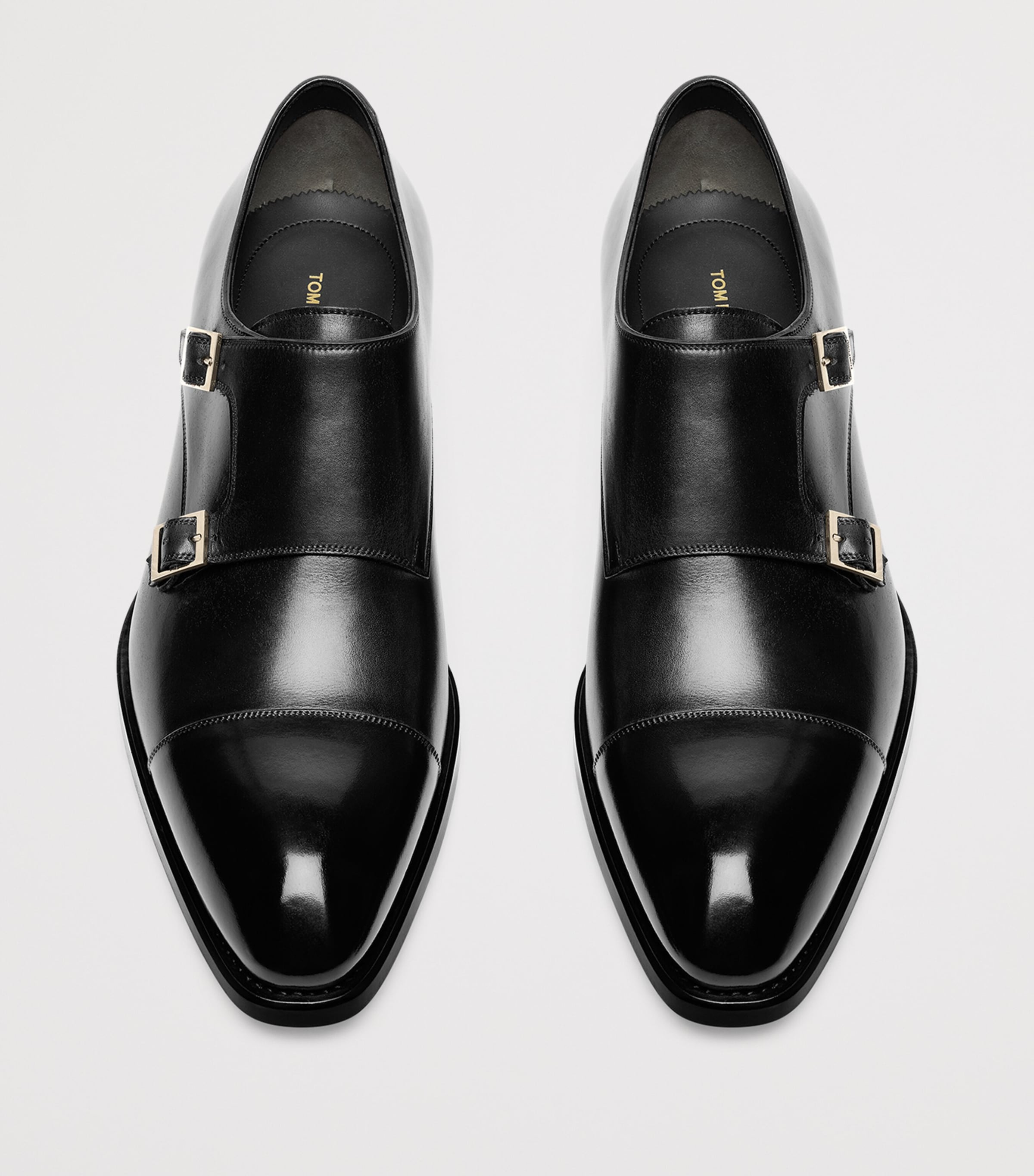 Burnished Leather Double Monk Shoes NAA Image 2