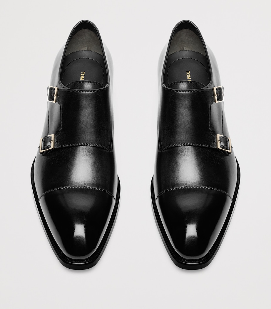 Burnished Leather Double Monk Shoes NAA Image 2