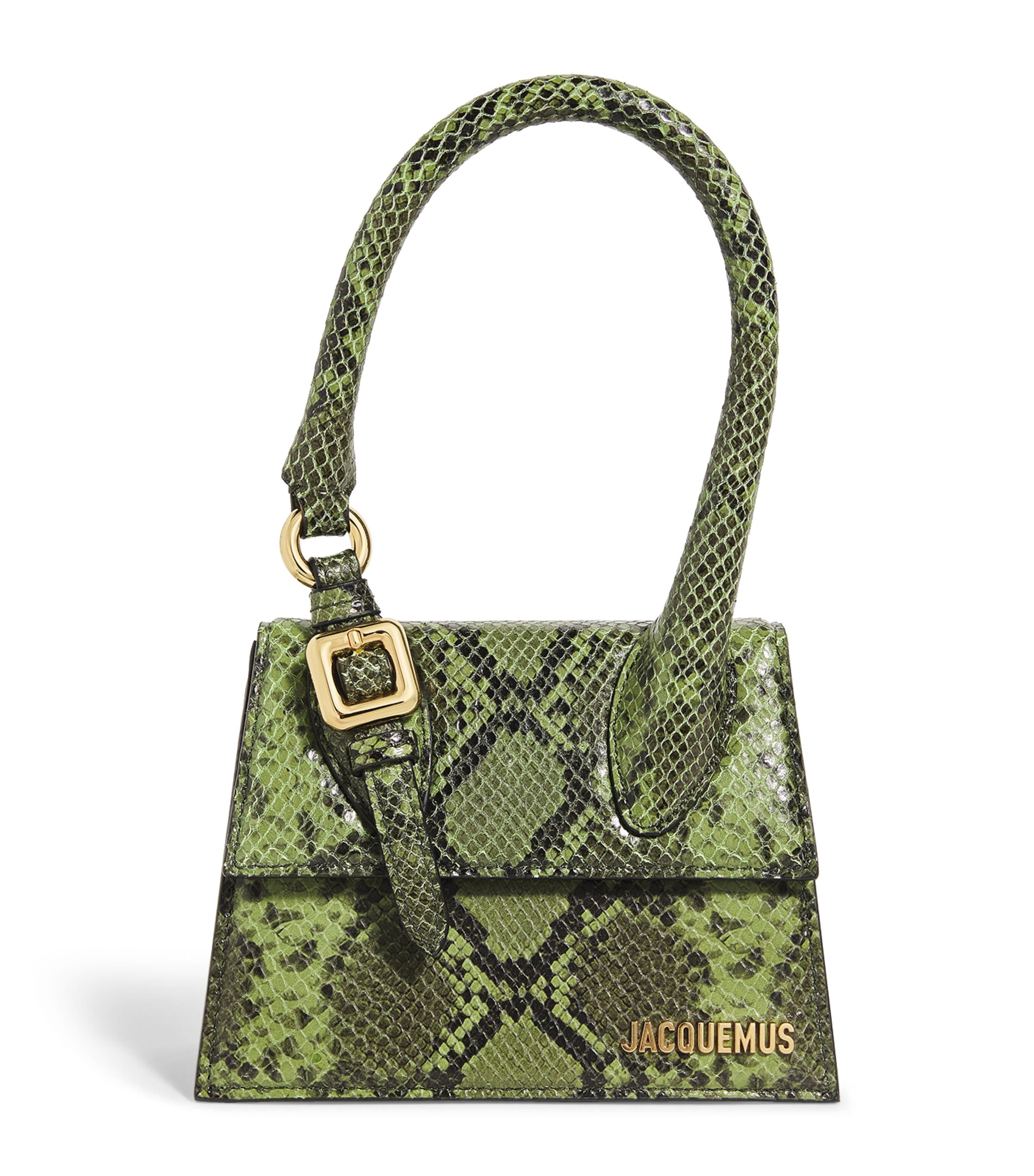 Shop Jacquemus Leather Le Chiquito Top-handle Bag In Green