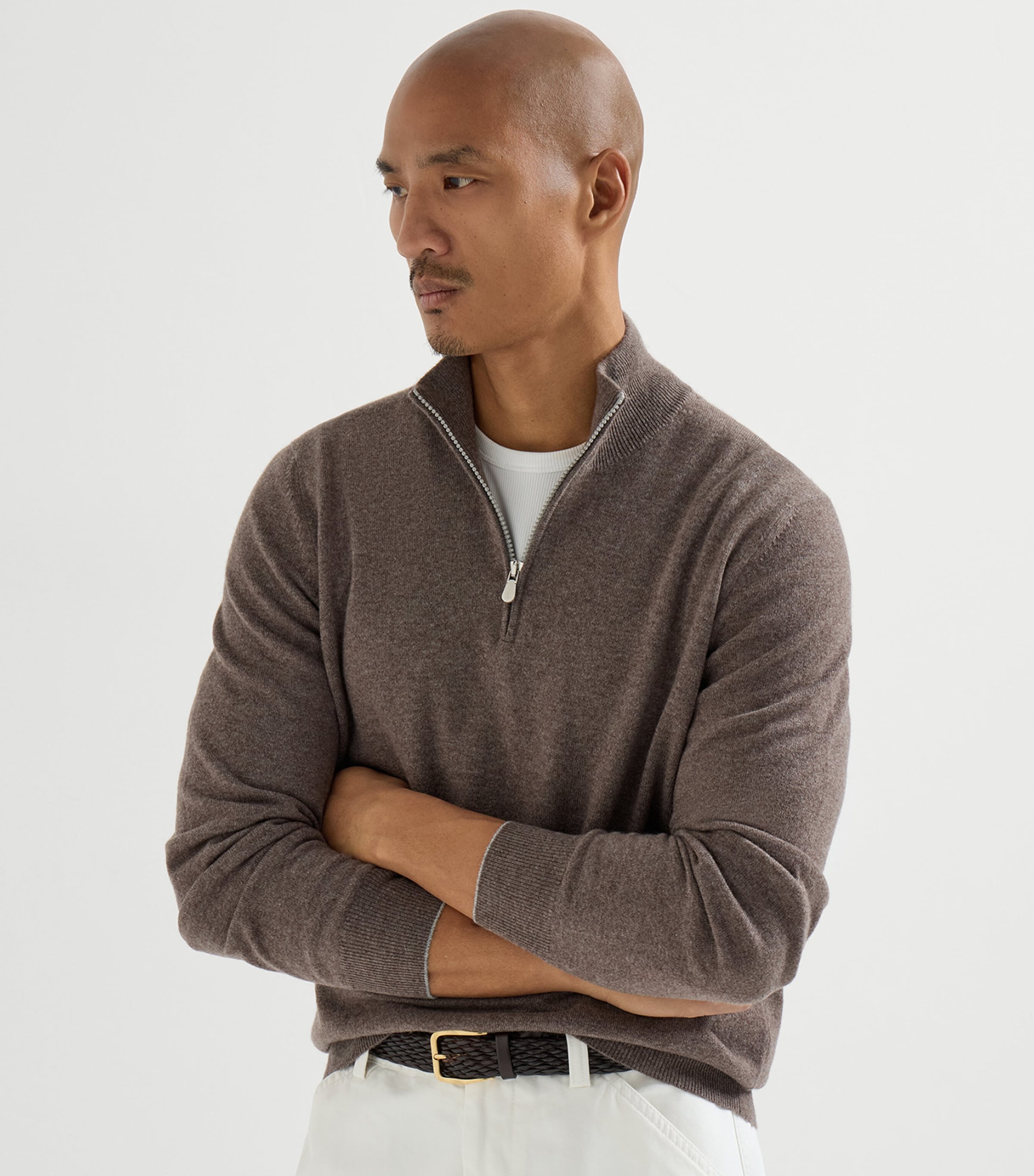 Brunello Cucinelli Mens Cashmere Half-Zip Sweater Image 3