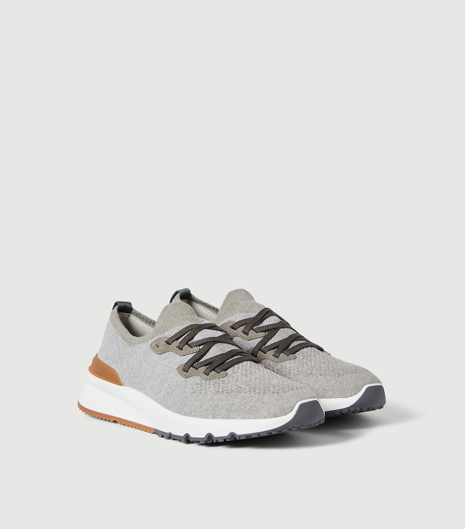Brunello Cucinelli Cotton-Blend Chiné-Knit Sneakers Image 2