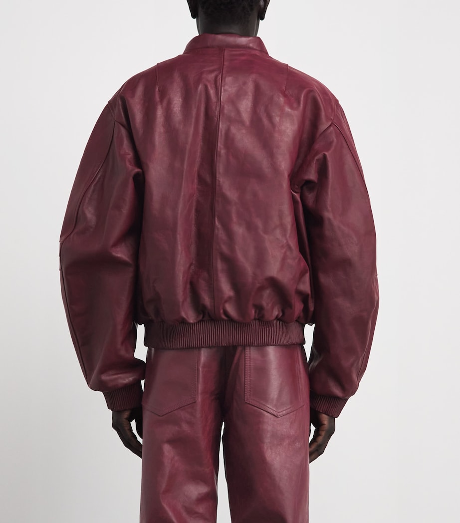 424 Mens Leather Bomber Jacket Pigeon Bld Image 5