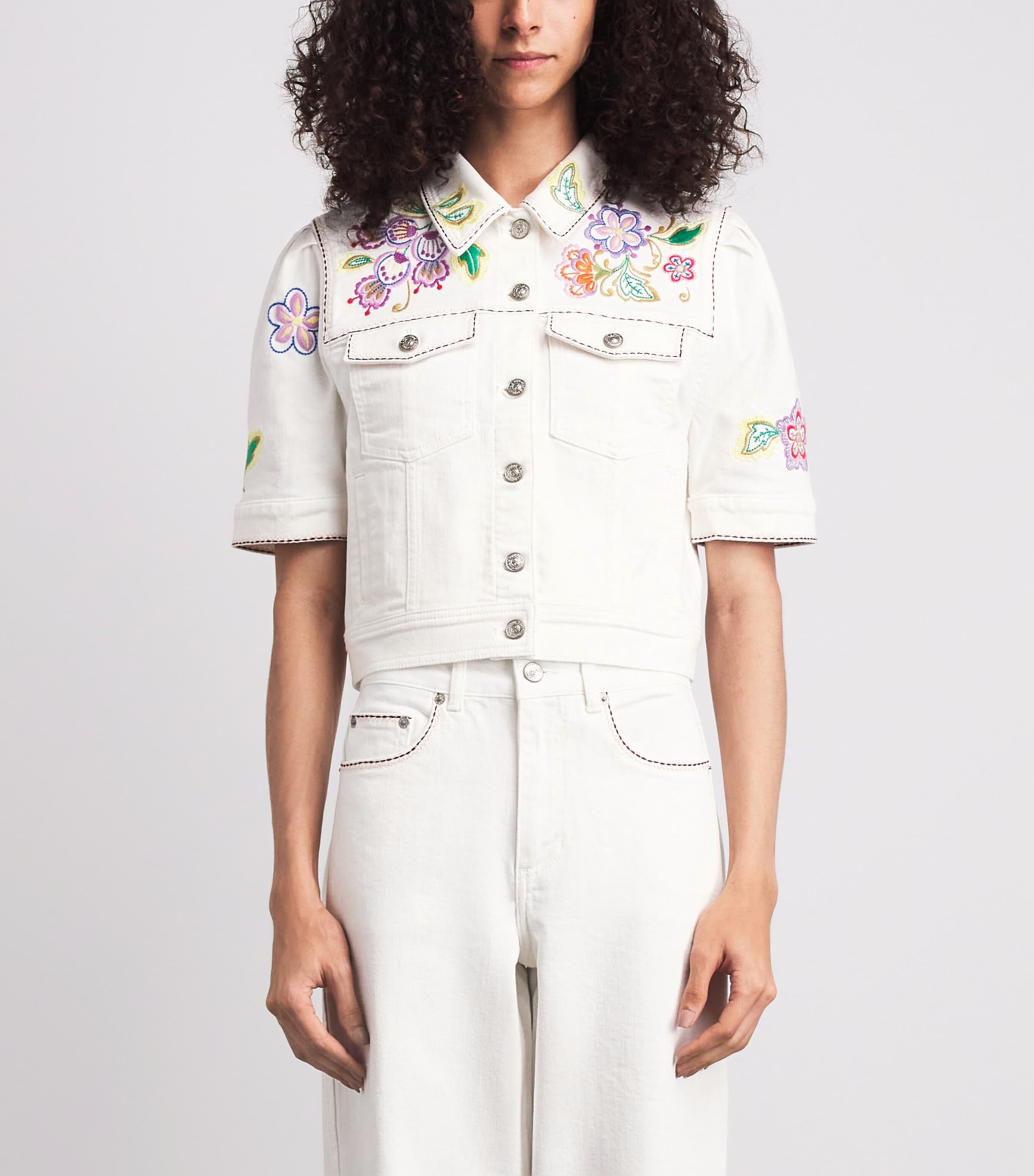 Cinq A Sept Womens Jardin Boheme Carley Denim Jacket Scour Multi Image 4